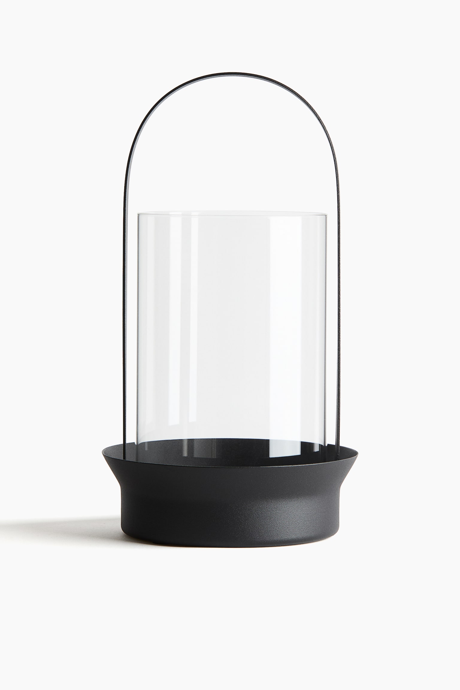 Large glass lantern - Black/Light beige