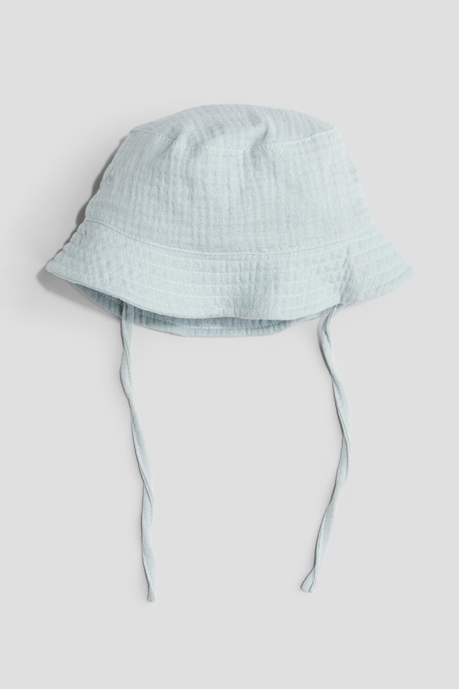 Cotton muslin bucket hat - Light dusty blue - 1
