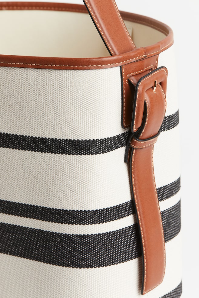 Shoulder bag - Cream/Black striped - 4