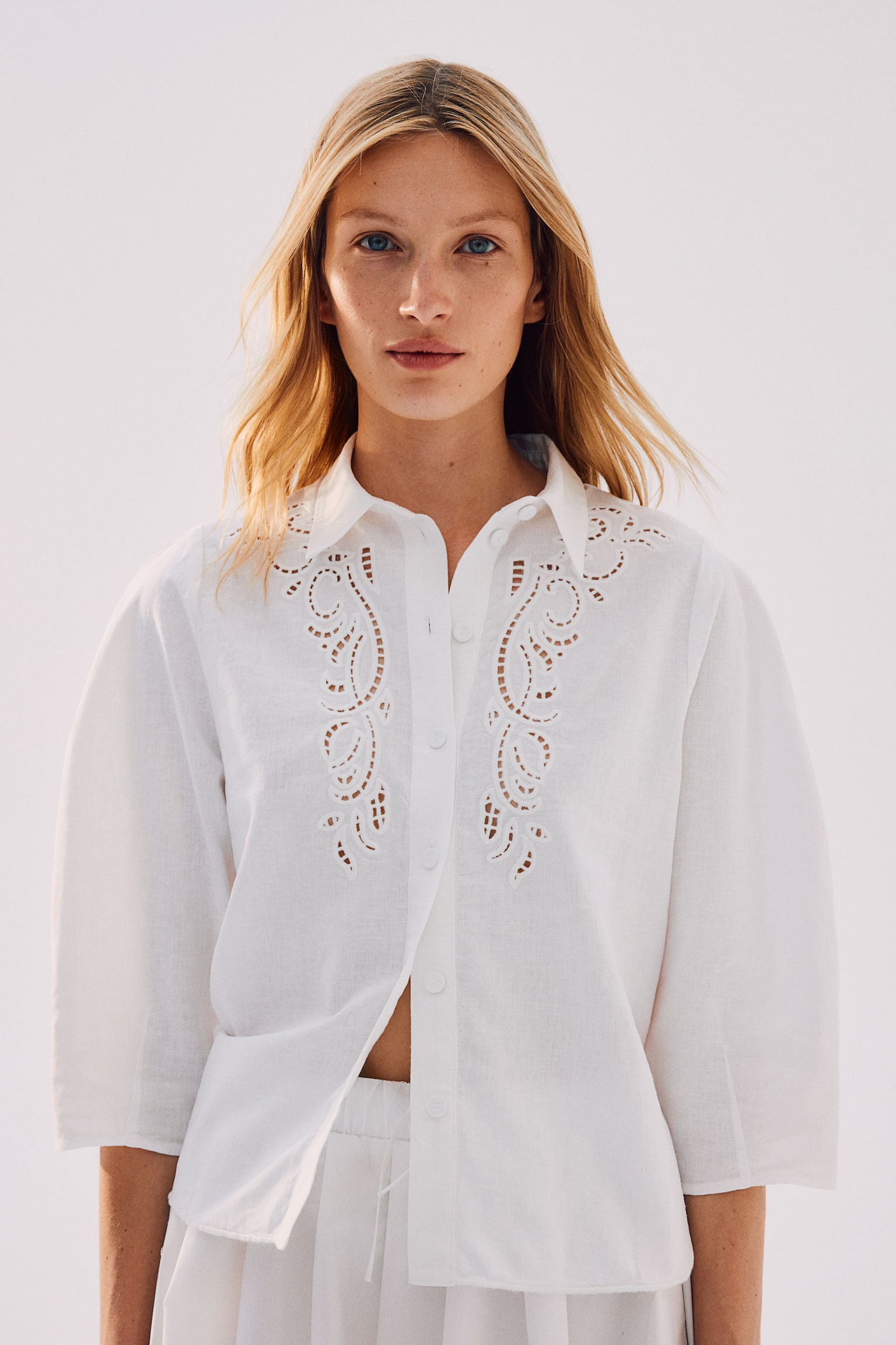 Broderie anglaise blouse - White - 1