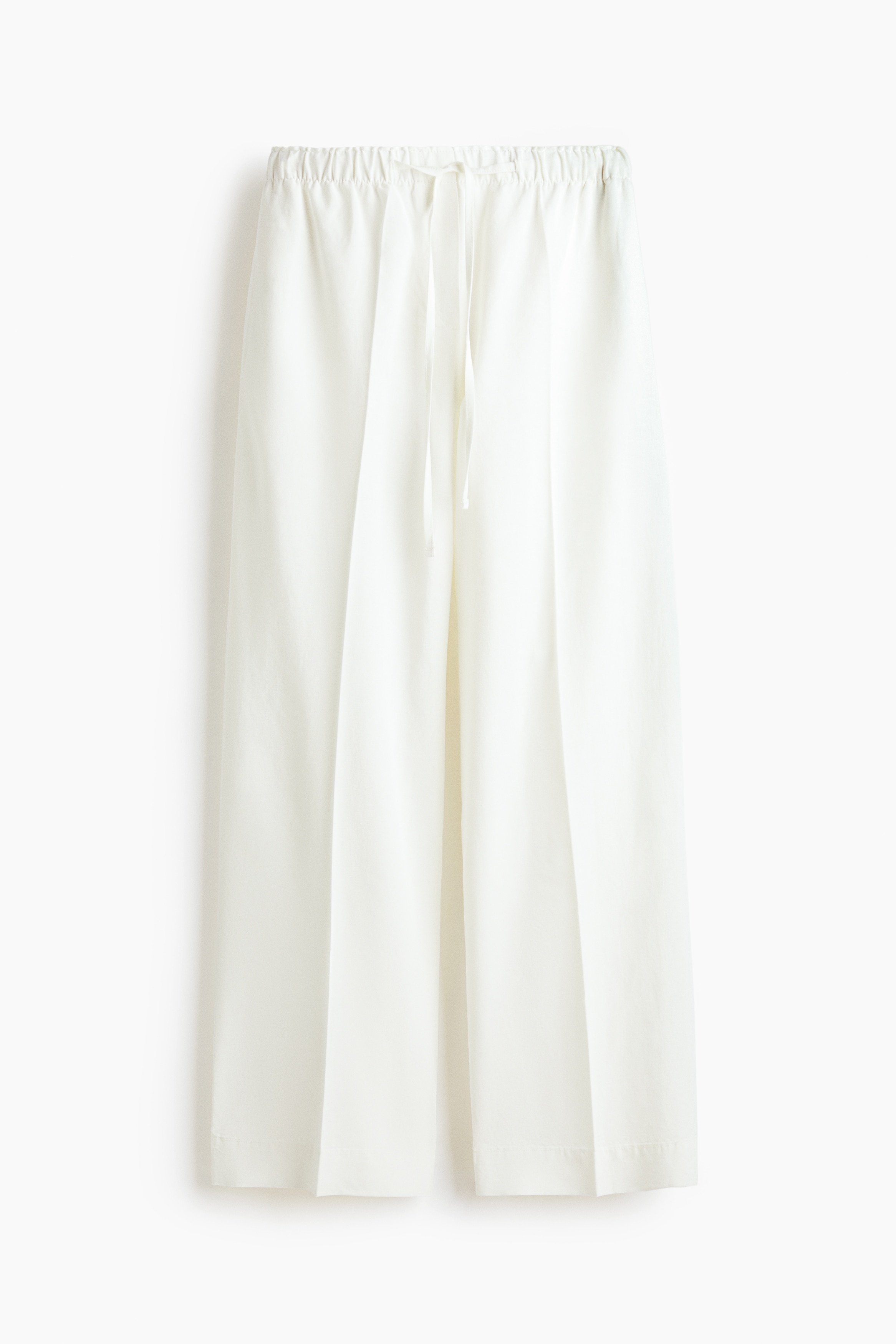 Linen-blend drawstring trousers - White