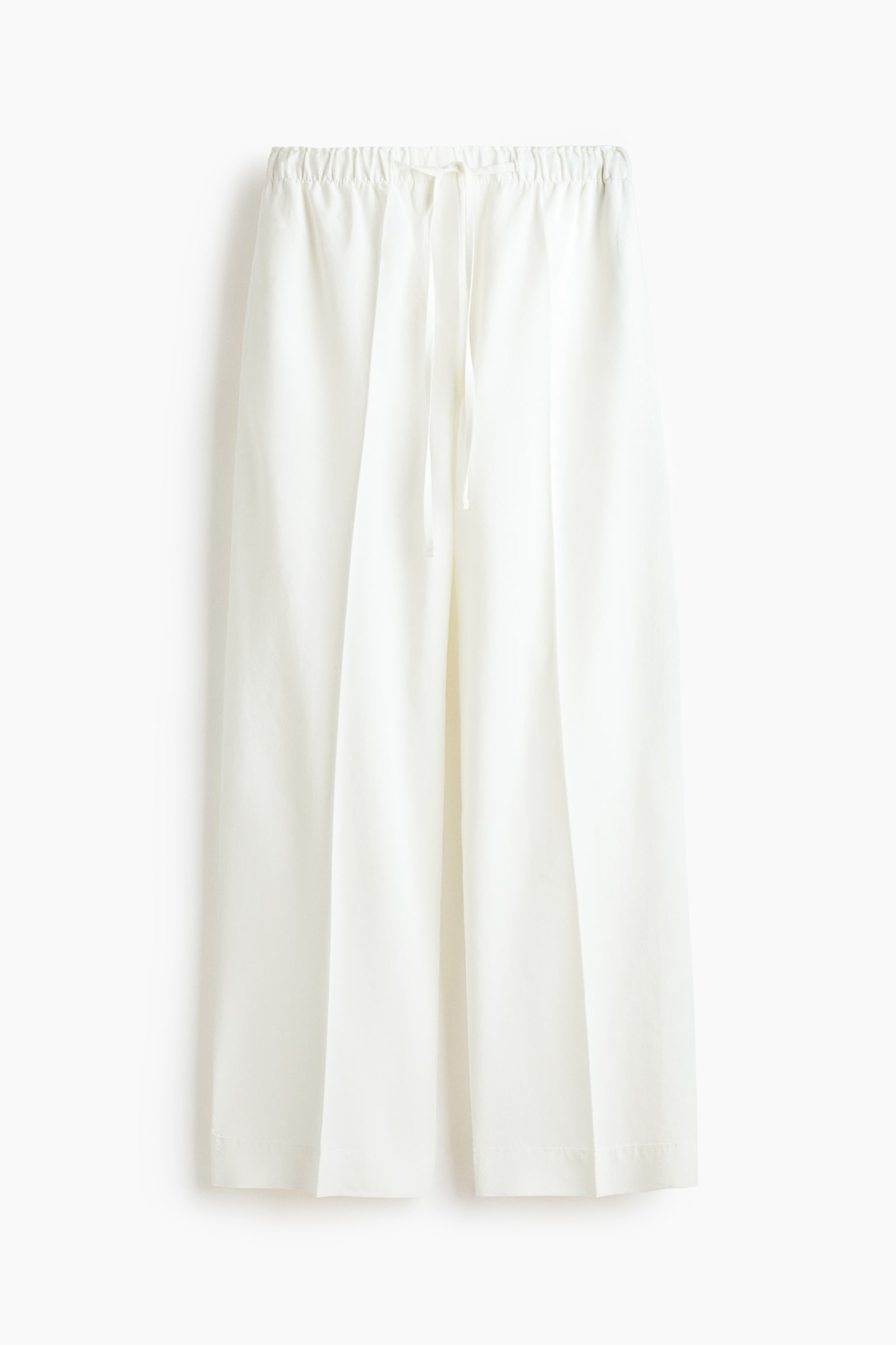 Linen-blend drawstring trousers-White - 2