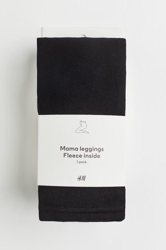 MAMA Fleece leggings - Black/Grey marl - 1