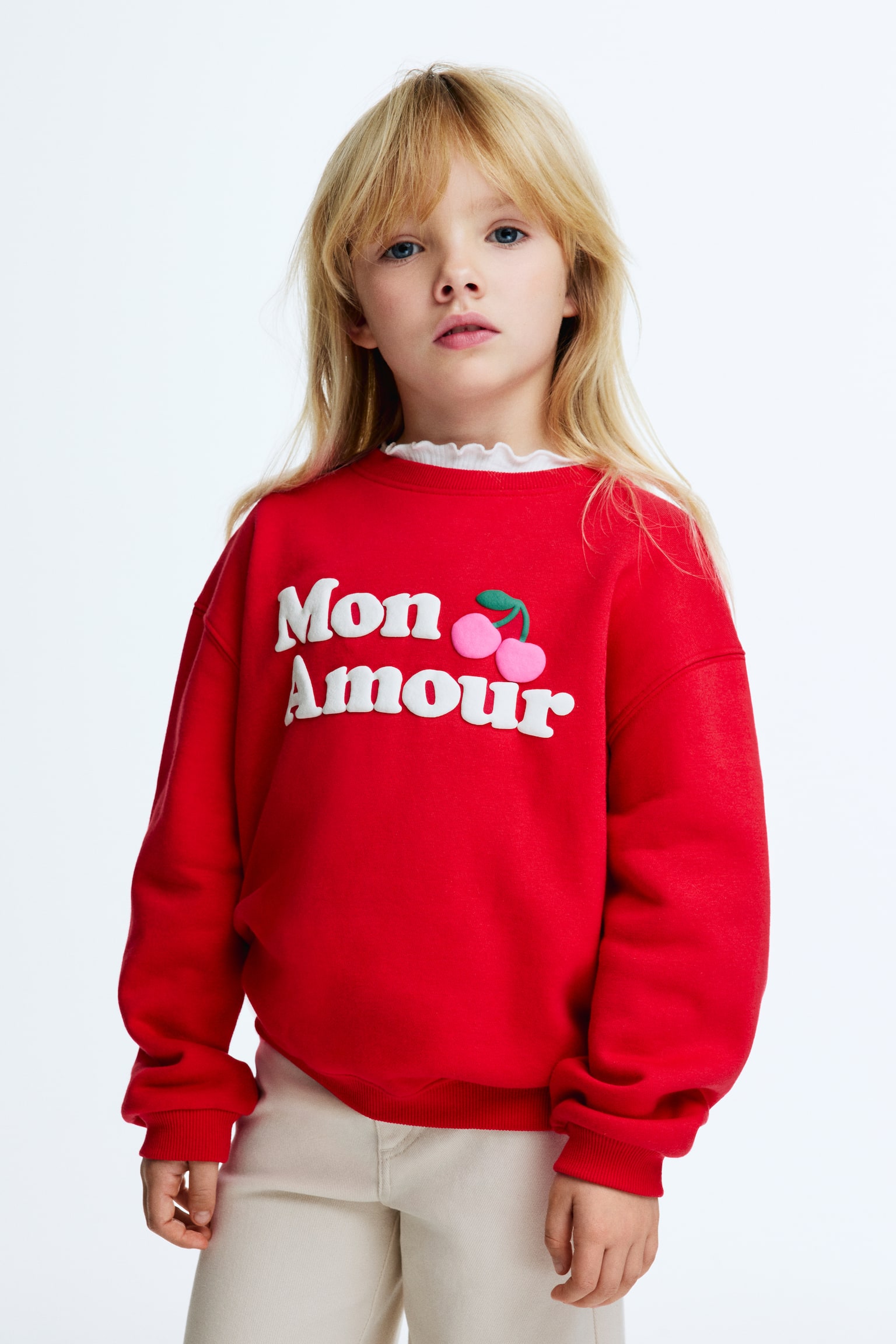 Sudadera con diseño e interior peinado - Rojo/Mon Amour/Beige claro/Floreado/Negro/Paris/Morado/Cerezas/Rosa claro/Unicornios - 1