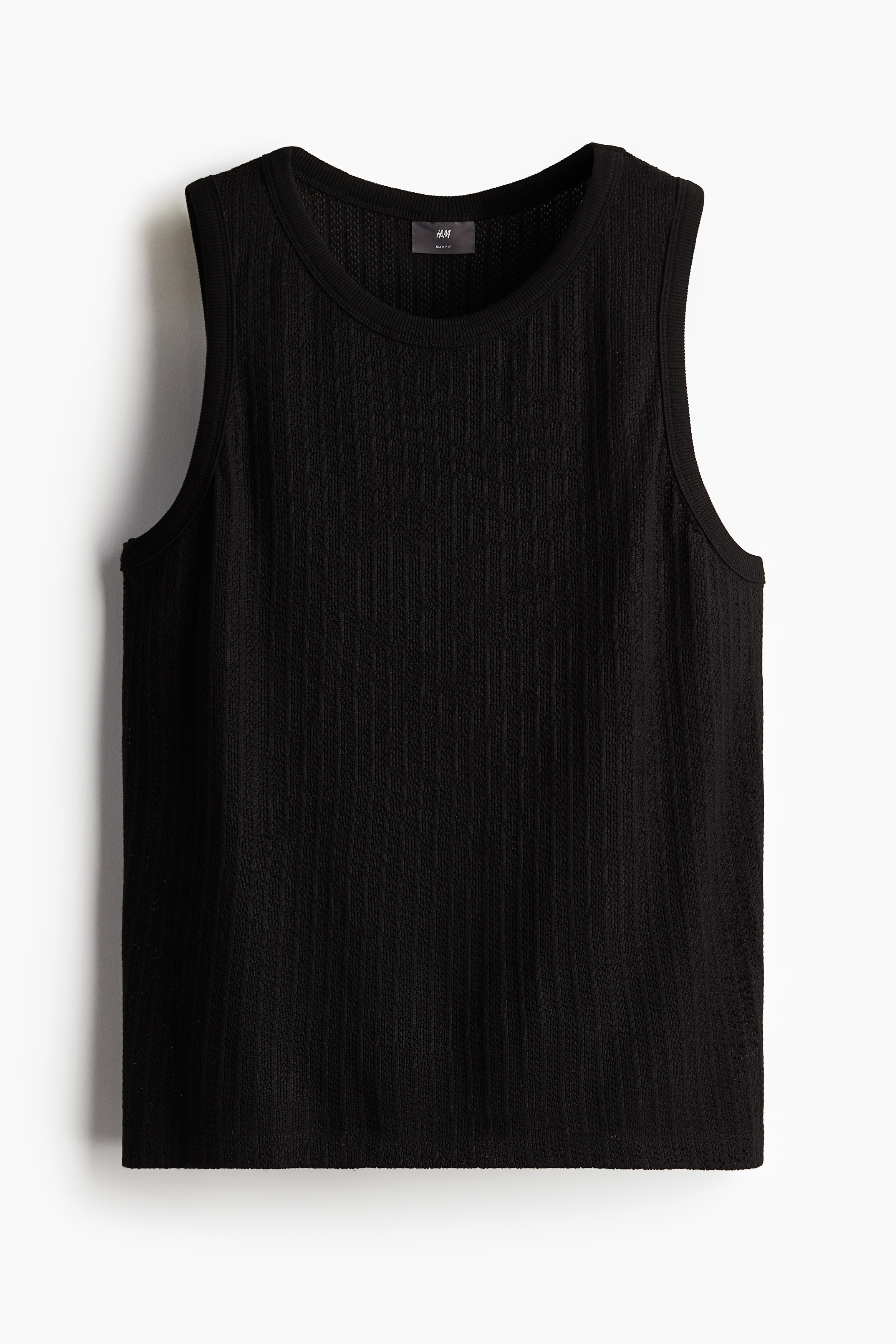 Men - Black Slim Fit Pointelle jersey vest top - Size: 3XL  - H&M