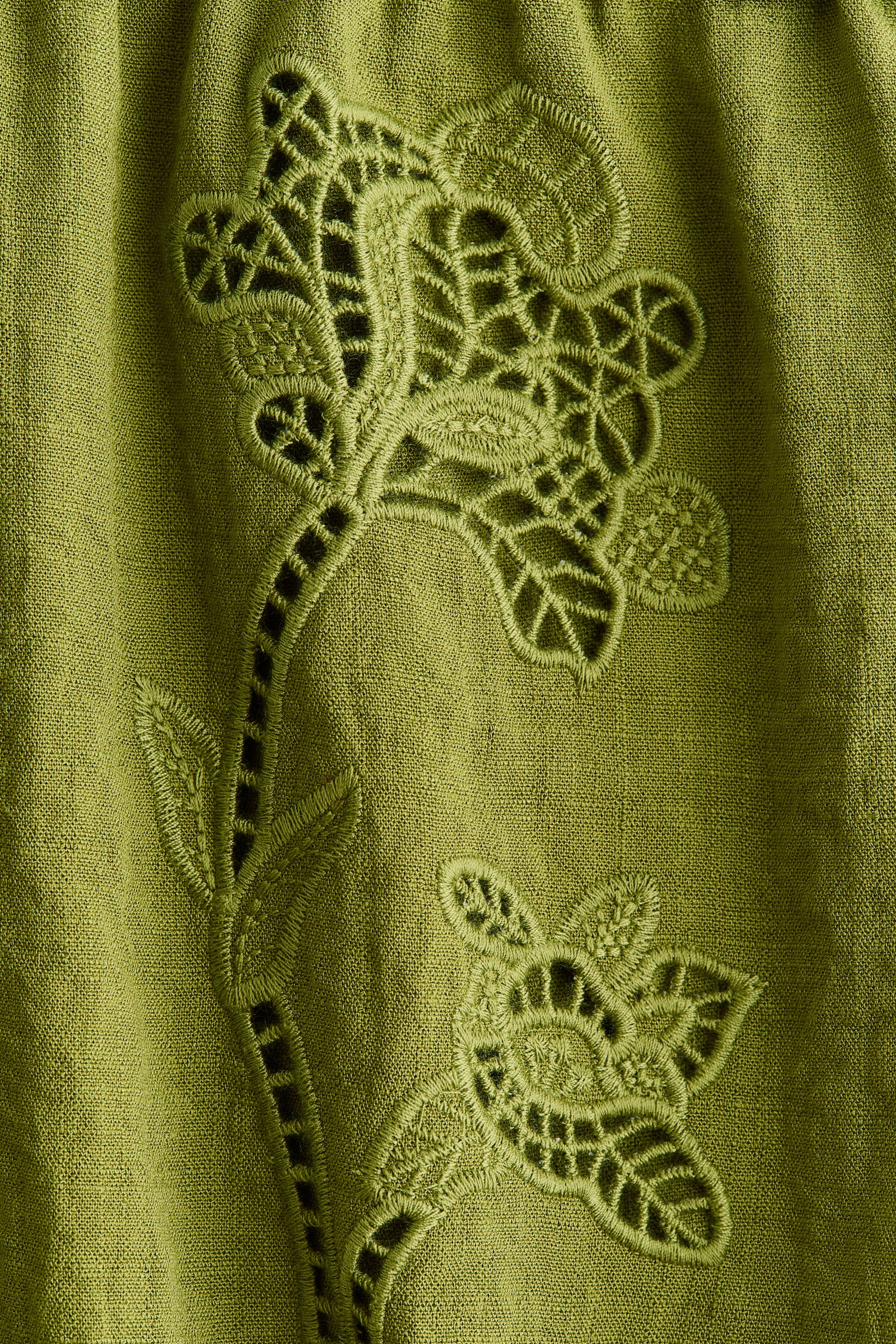 Broderie anglaise shorts - Green/Dark brown/Light yellow/Cream - 3
