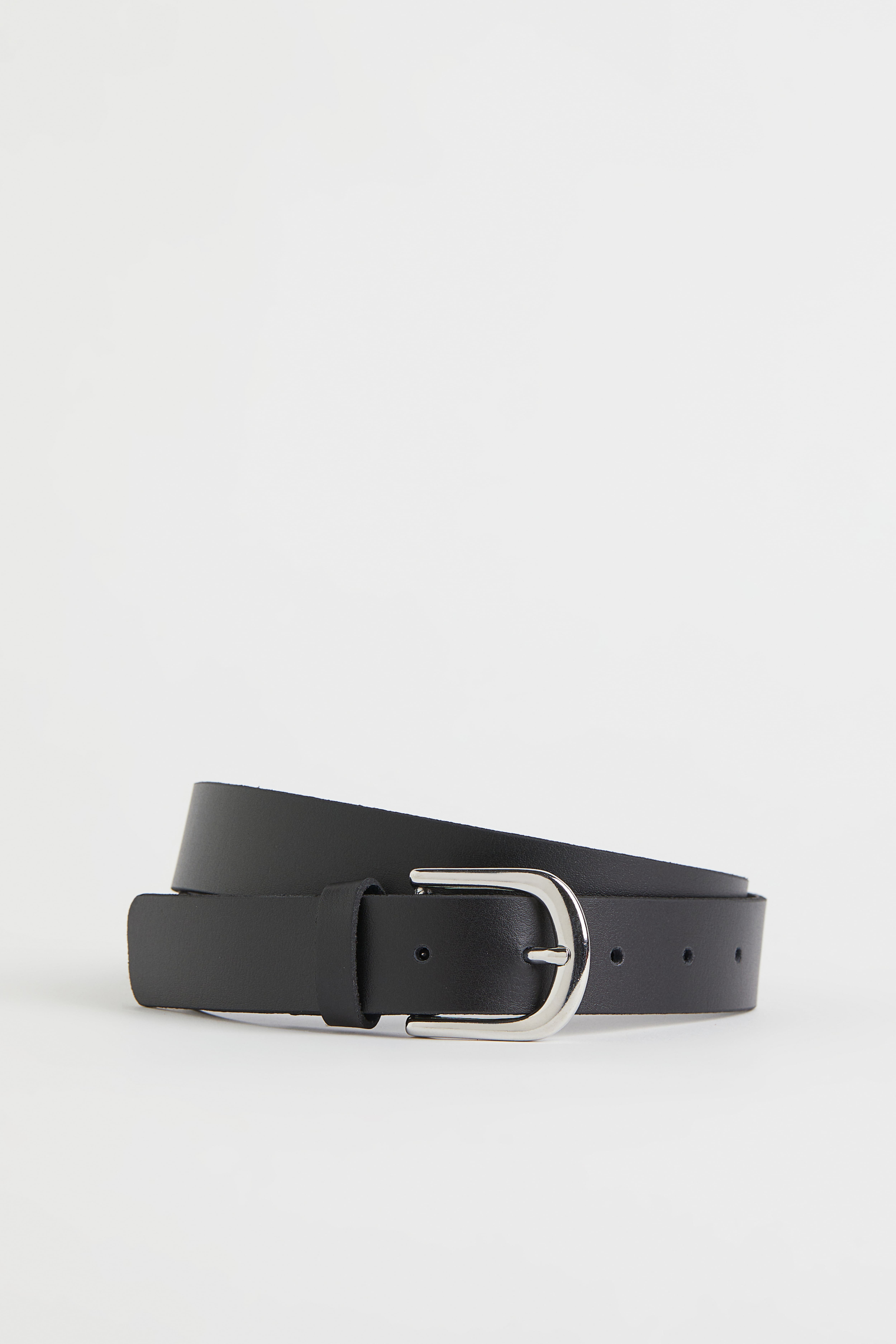 Leather belt - Black/Silver-coloured - Ladies | H&M GB