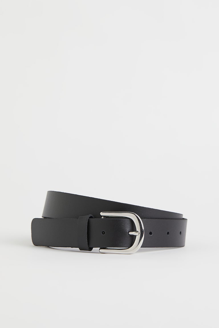 H&M Black Leather harness belt size medium With Silver Metal Buckle Wide Black Faux Leather Belt With Silver Metal Buckle by H&M  main image 4