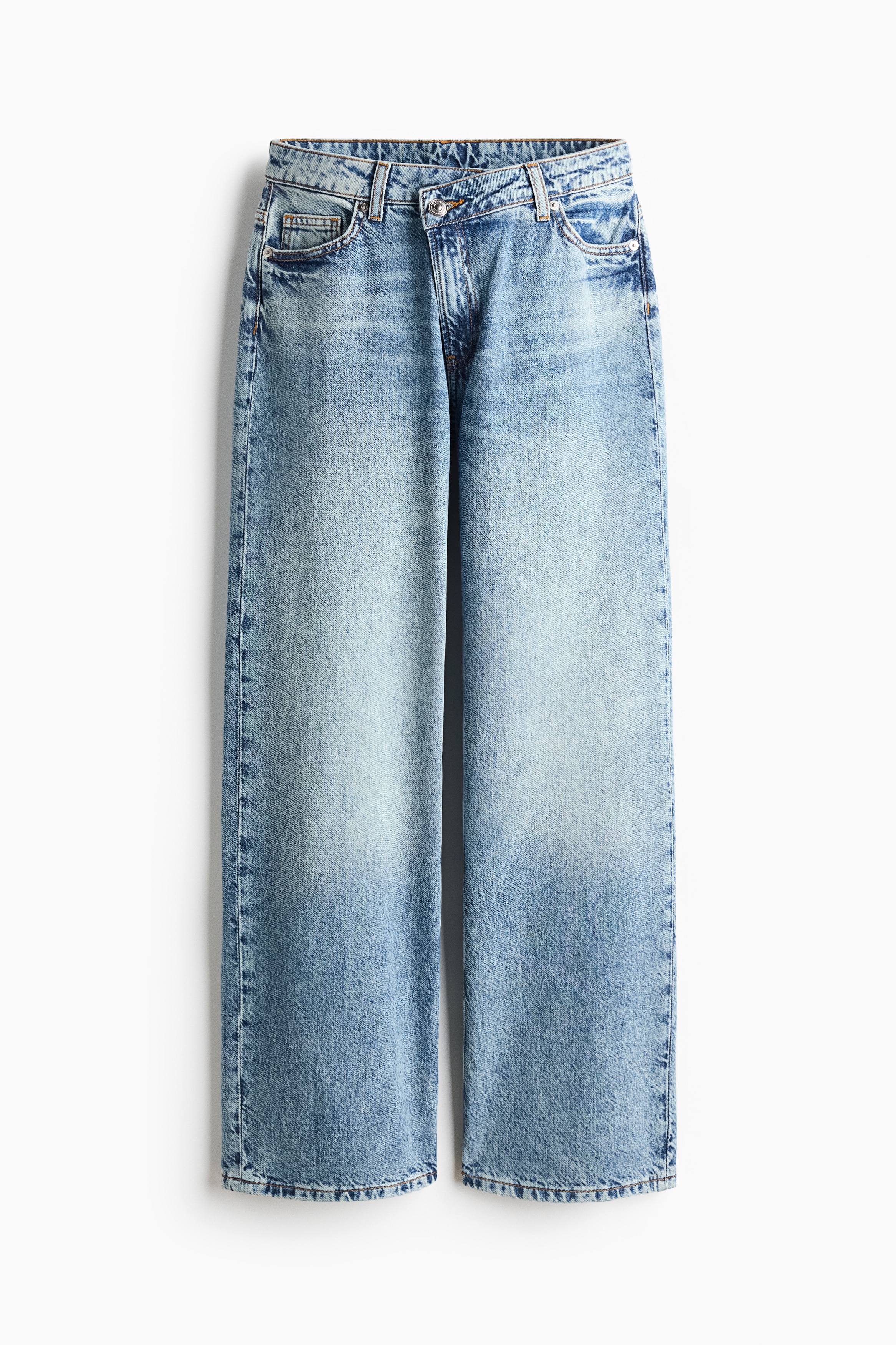 Wide-Leg Regular-Waist Jeans - Light denim blue