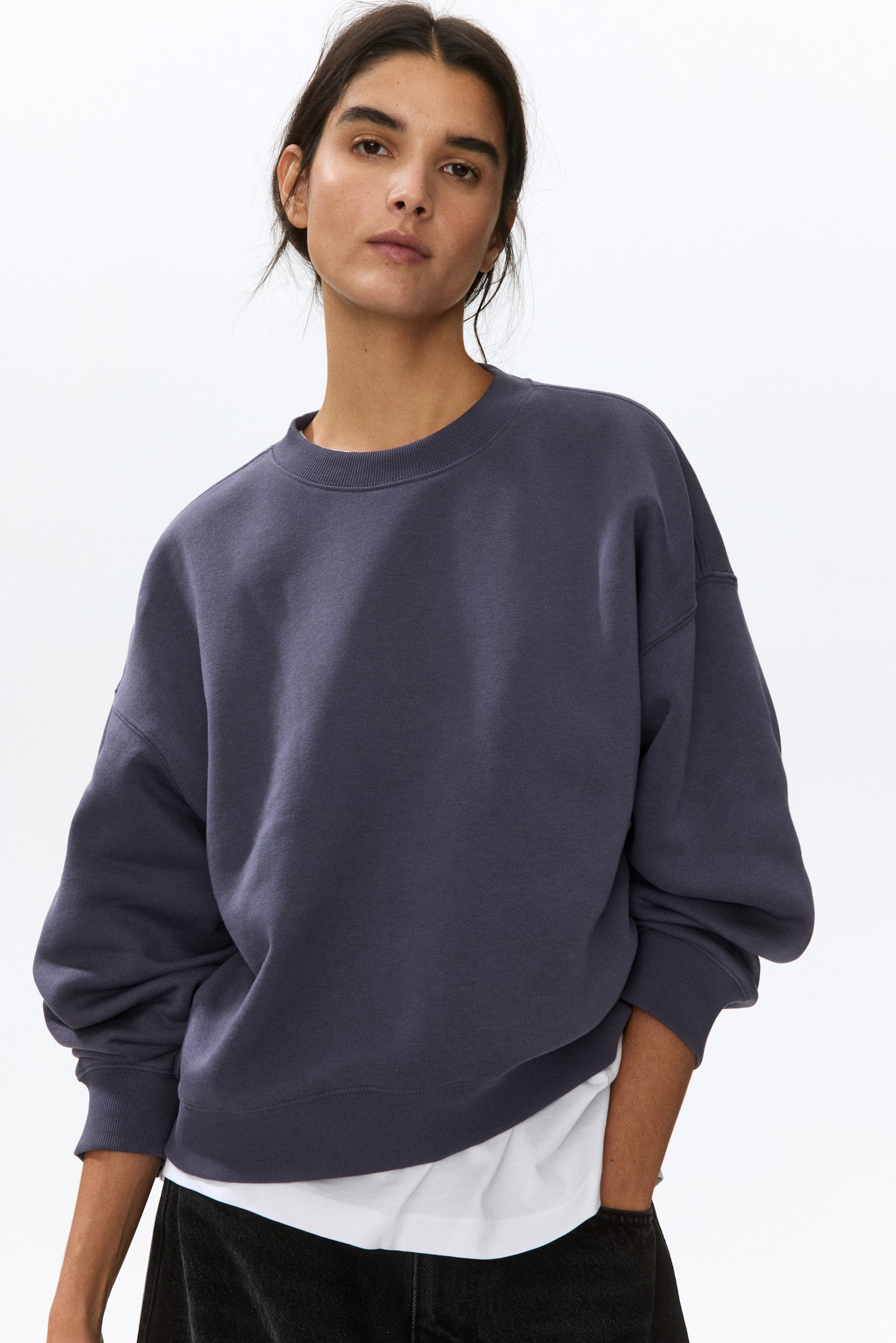Loose-Fit Sweatshirt - Dark purple/Light dusty blue/Light dusty green - 1