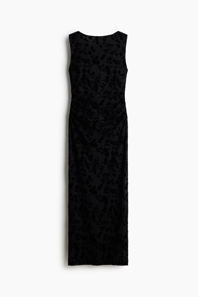 Robe moulante à imprimé floqué - Noir/Turquoise ancien foncé - 1