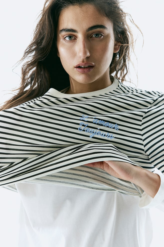 Cotton T-shirt - Cream/Striped/Cream/Paris - 6