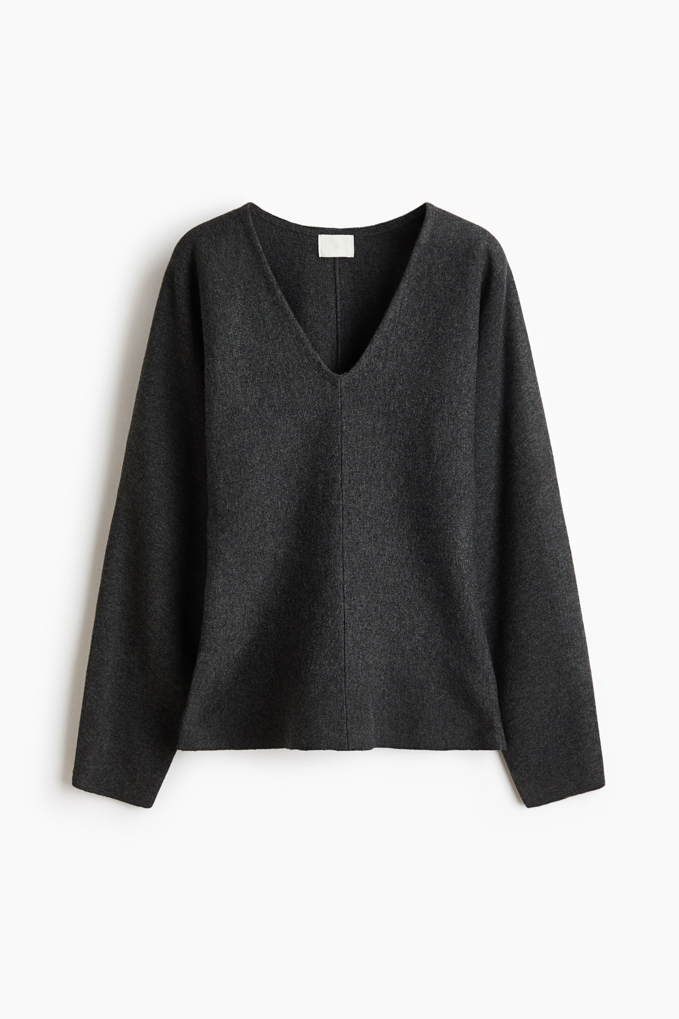 View larger image: Knit V-Neck Top - Dark gray - Ladies | H&M US 1
