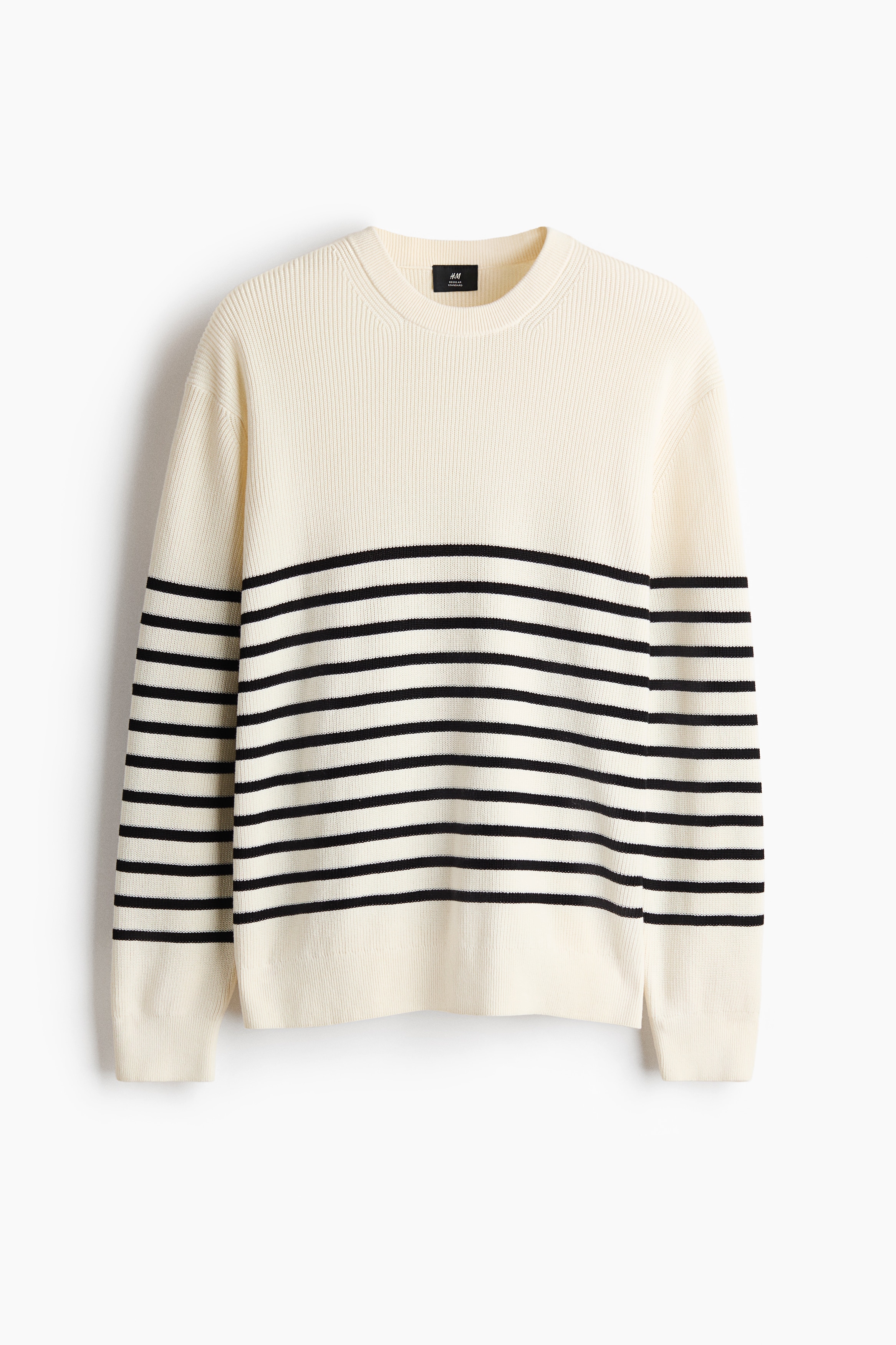 Ribstrikket trøje i bomuld Regular Fit - Lys beige/Stribet/Sort/Mørkerød/Mørkegrå/Mellemblå