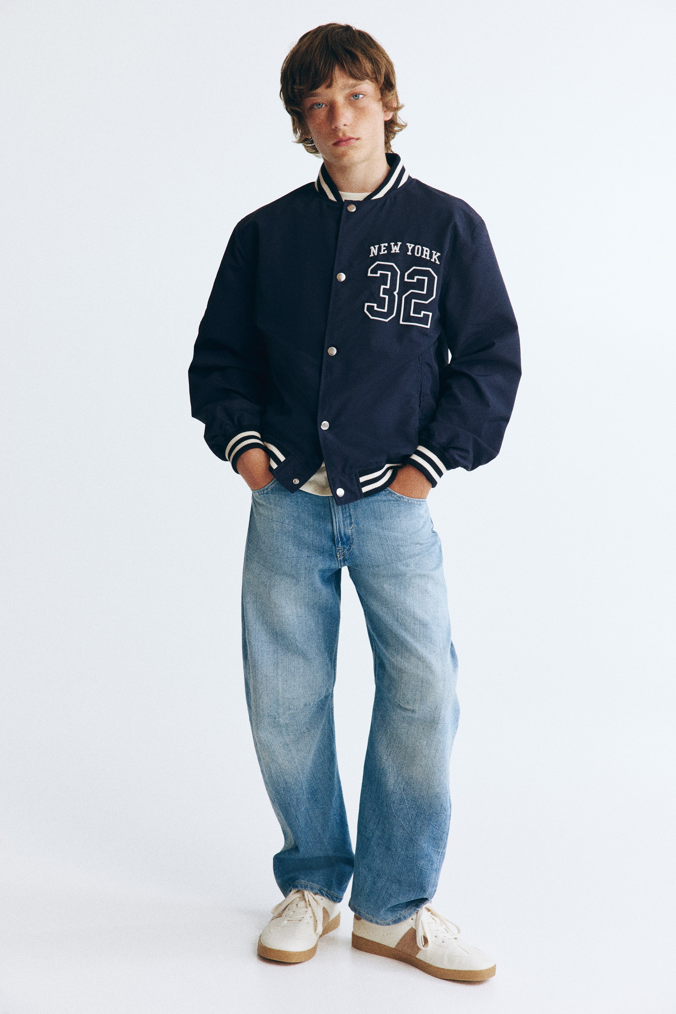 Motif-Detail Baseball Jacket