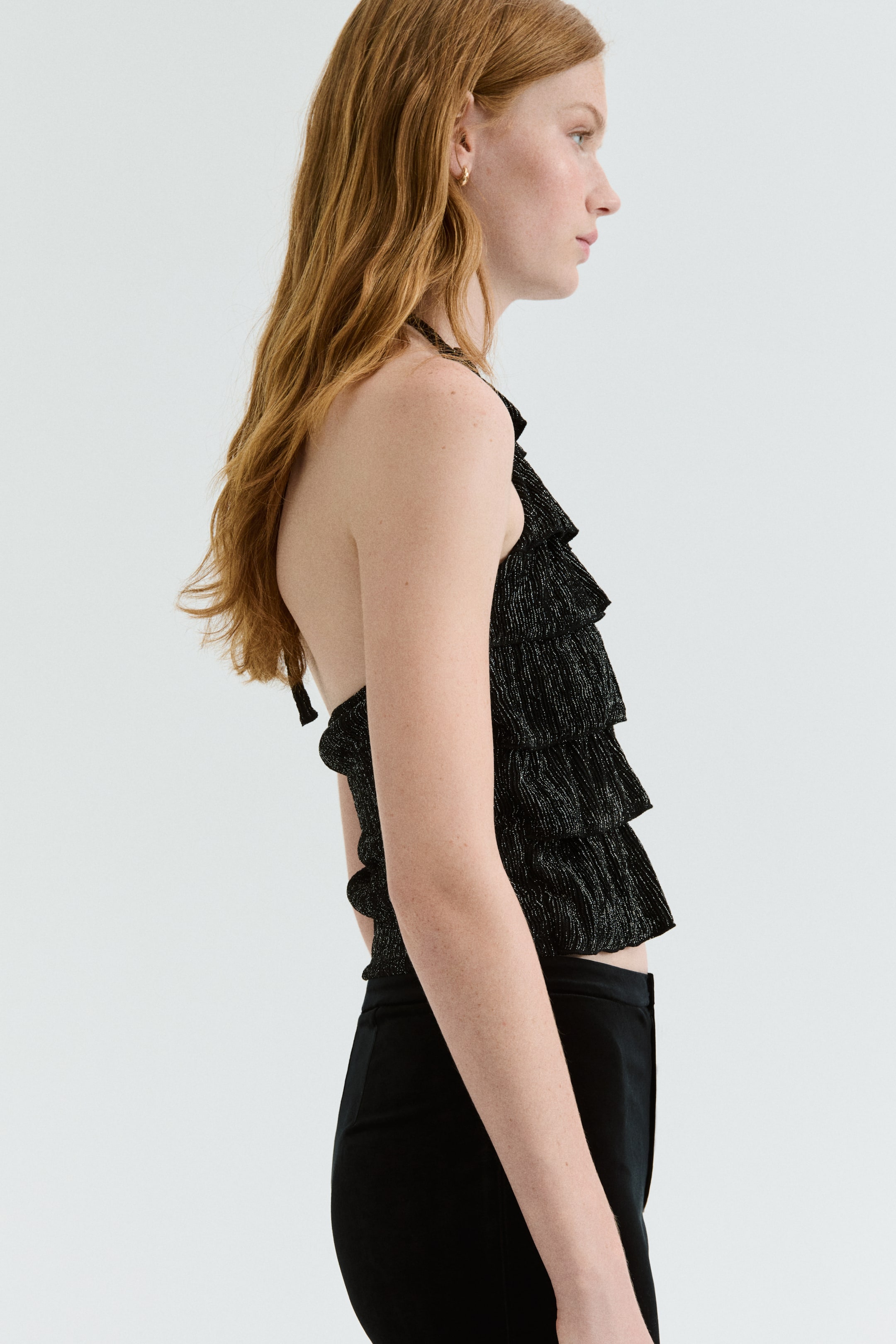 Agrandir l'image: Top à volants étagés avec dos nu - Black - FEMME | H&M FR 3