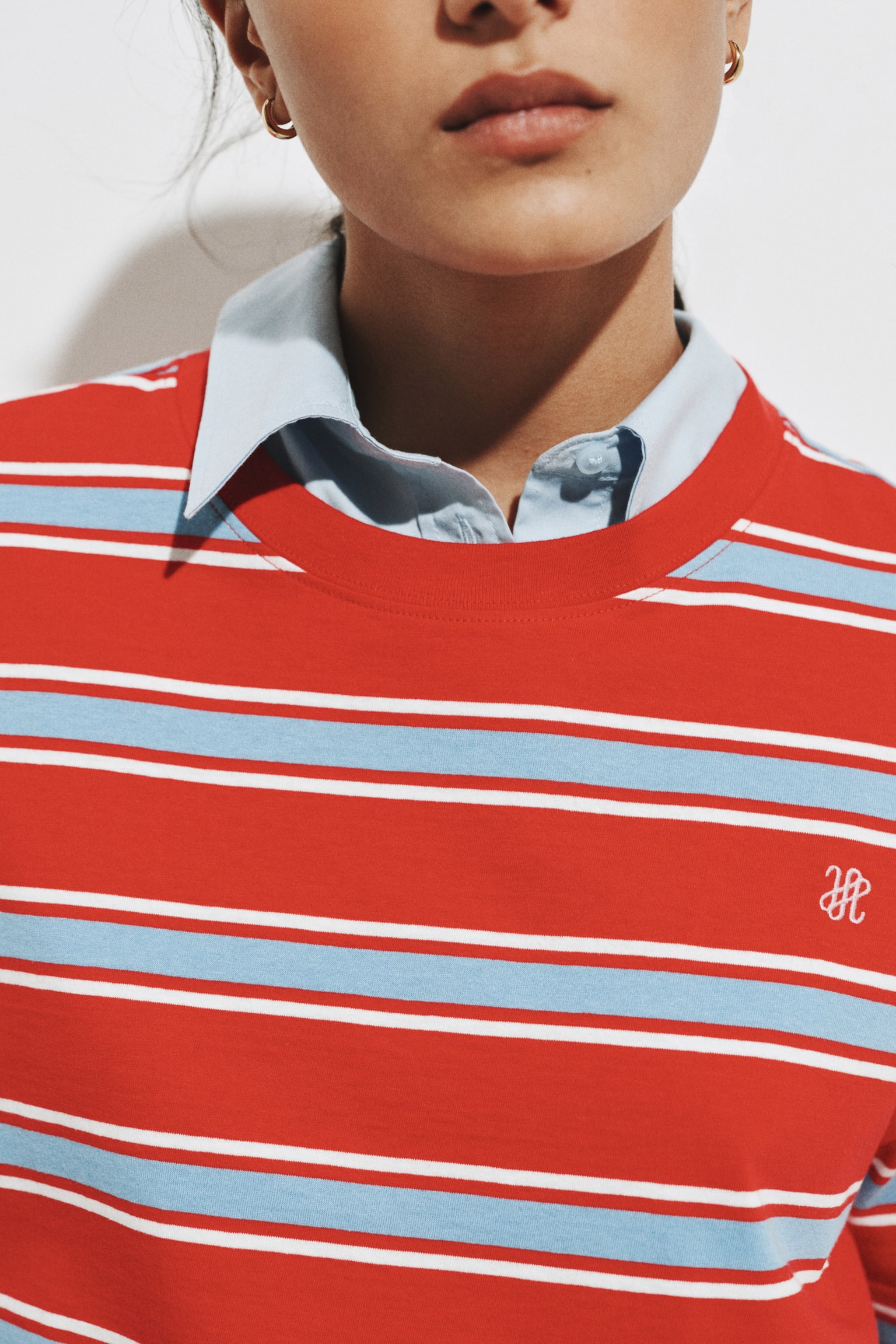 Cotton T-shirt - Red/Striped/White/Striped/White/The Voyagers - 5