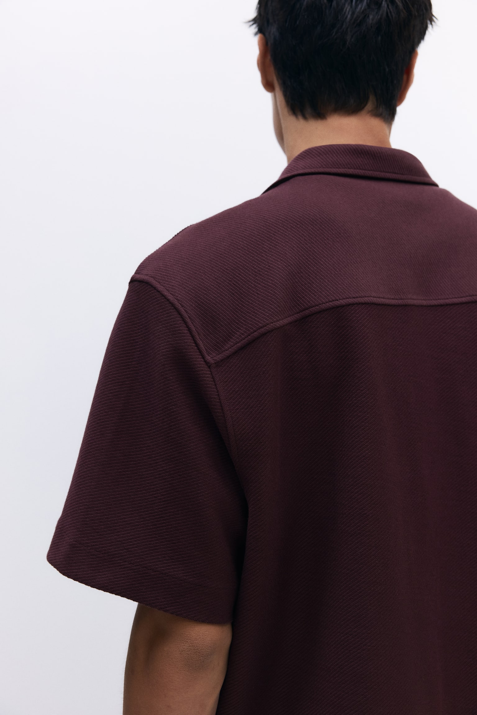 Áo sơ mi cổ hai ve chải xù Loose Fit - Màu tím mận - 5