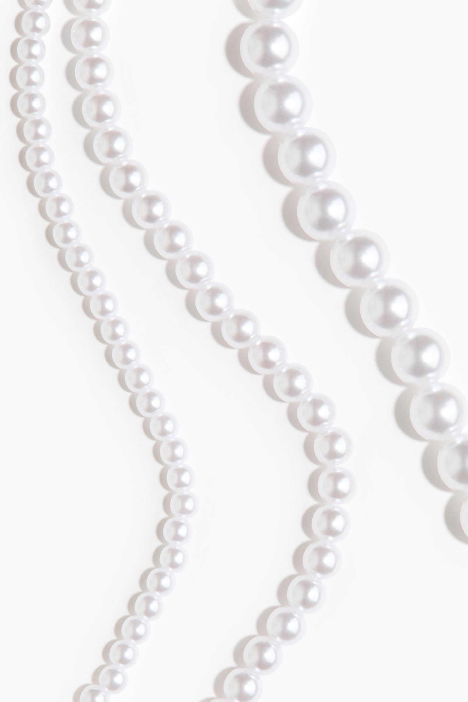 Three-strand beaded necklace - White - 3