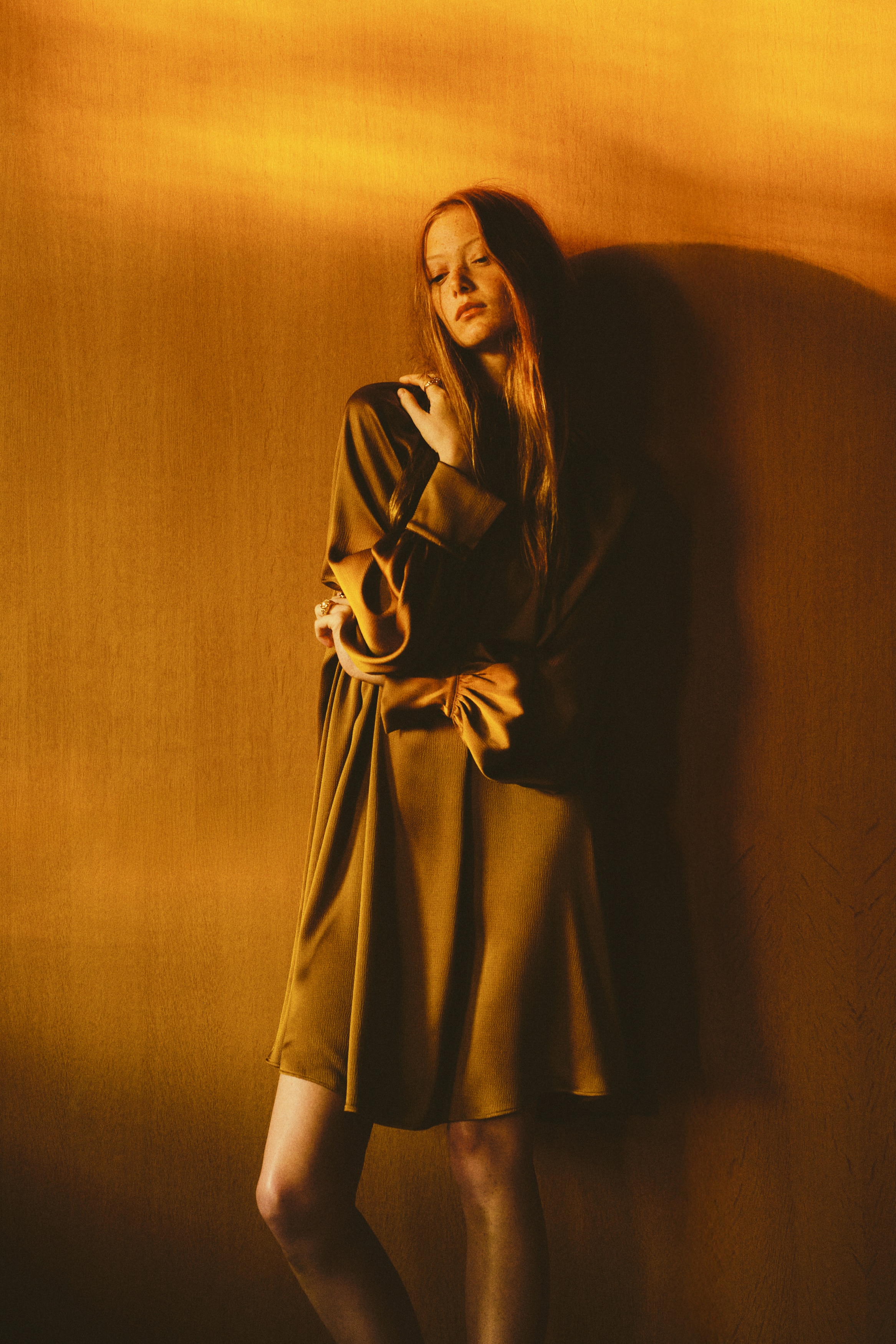 Scarf-detail satin dress