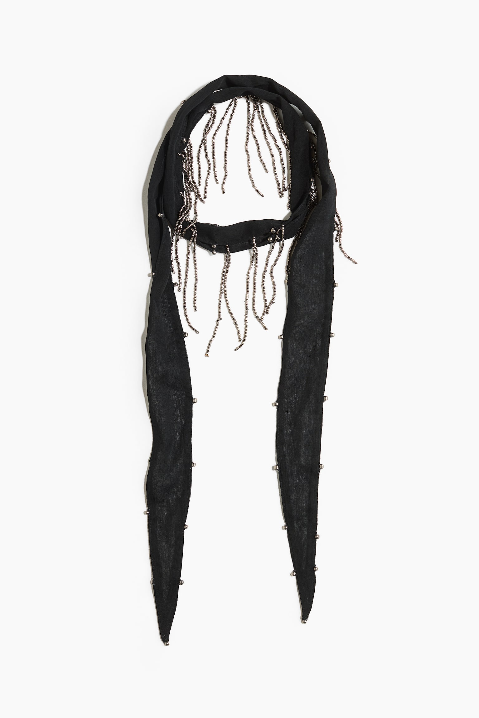 Fular de gasa con flecos decorativos - Negro