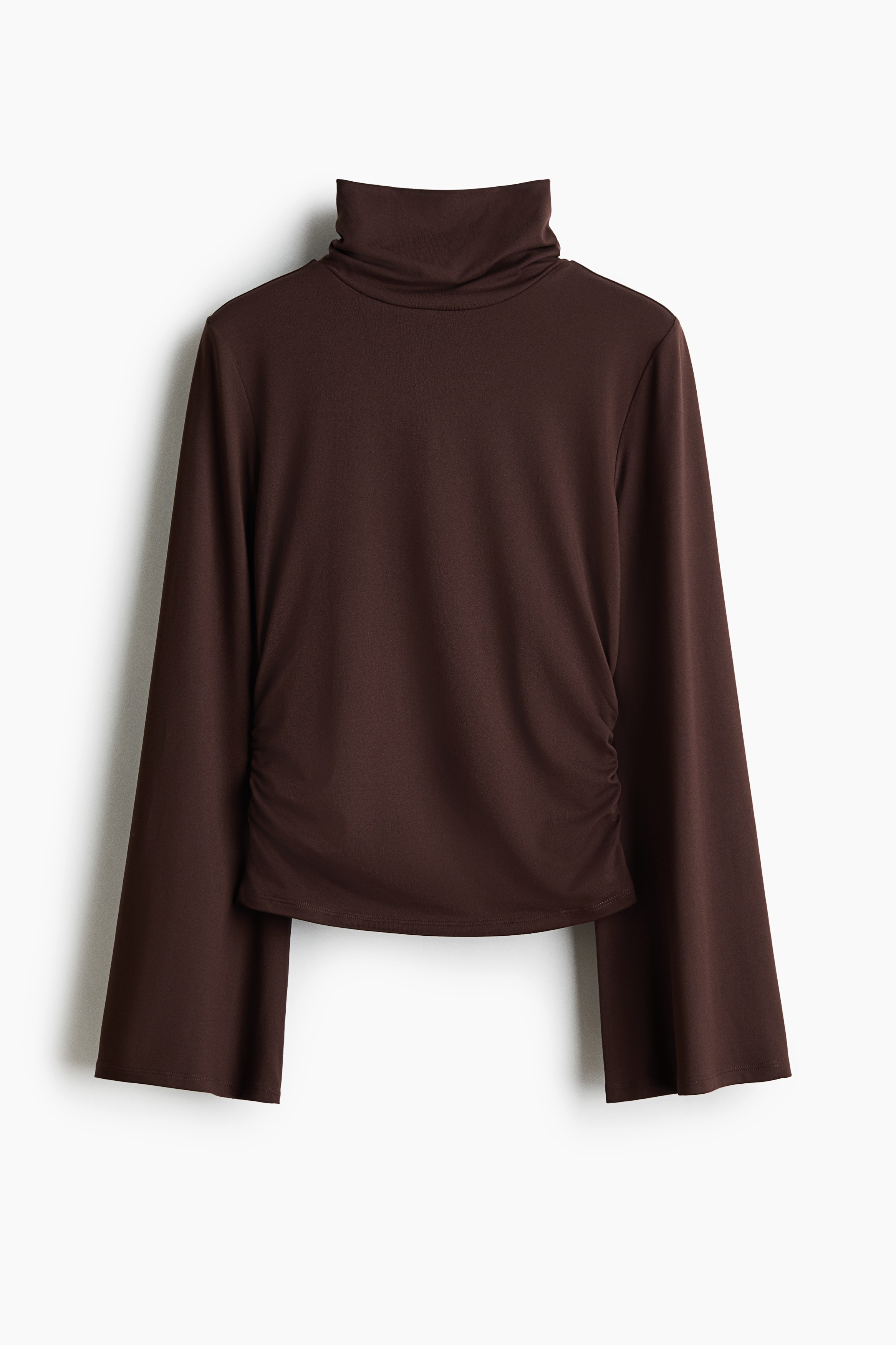 Top drapeado con cuello alto - Café oscuro/Negro