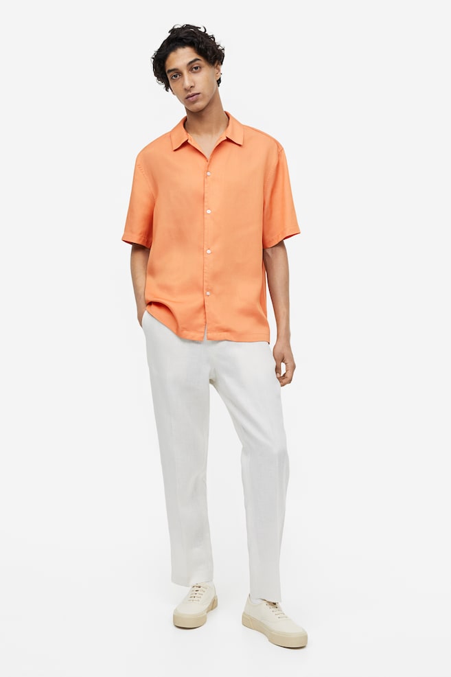 Regular Fit Short-sleeved lyocell shirt - Apricot/Black/Light greige/Khaki green/dc/dc - 5