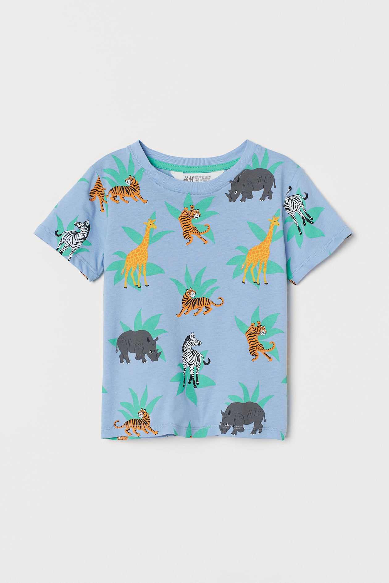 Printed T-shirt - Light blue/animals - Kids | H&M US