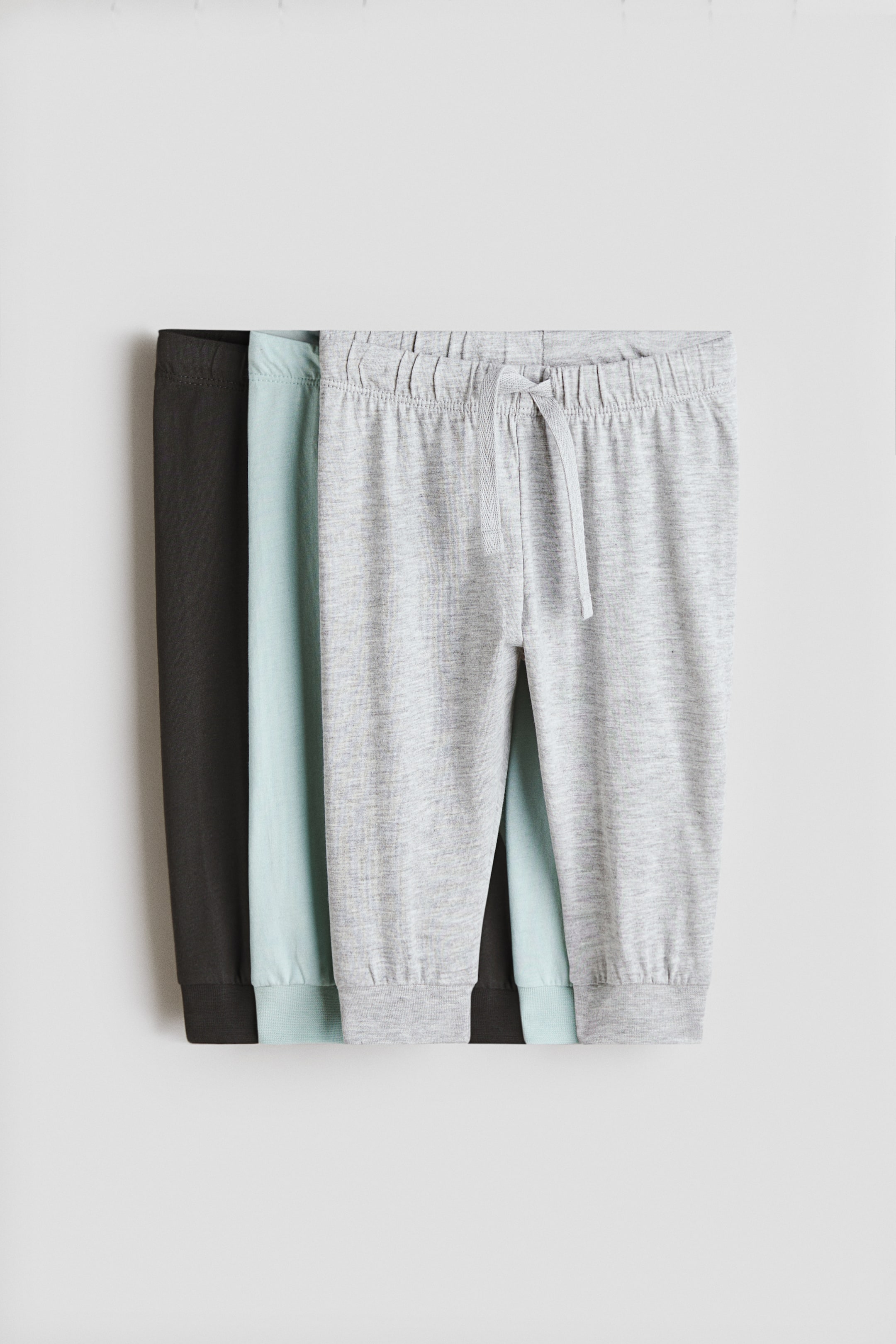 查看大圖: 3件入棉質平紋慢跑褲 - 淺灰色/土耳其藍 - Kids | H&M HK 1