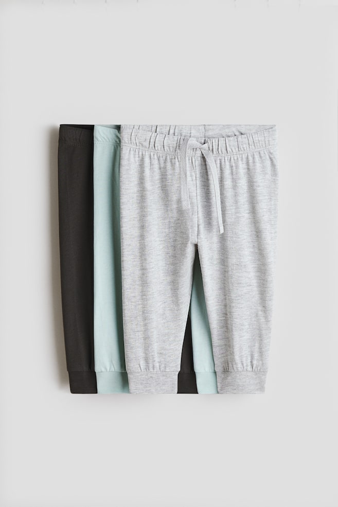 3-pack Cotton Jersey Joggers - Light gray/turquoise/Khaki green/dinosaurs/Taupe/elephants/Light beige/gray/Brown/dogs/Dark gray/patterned - 1