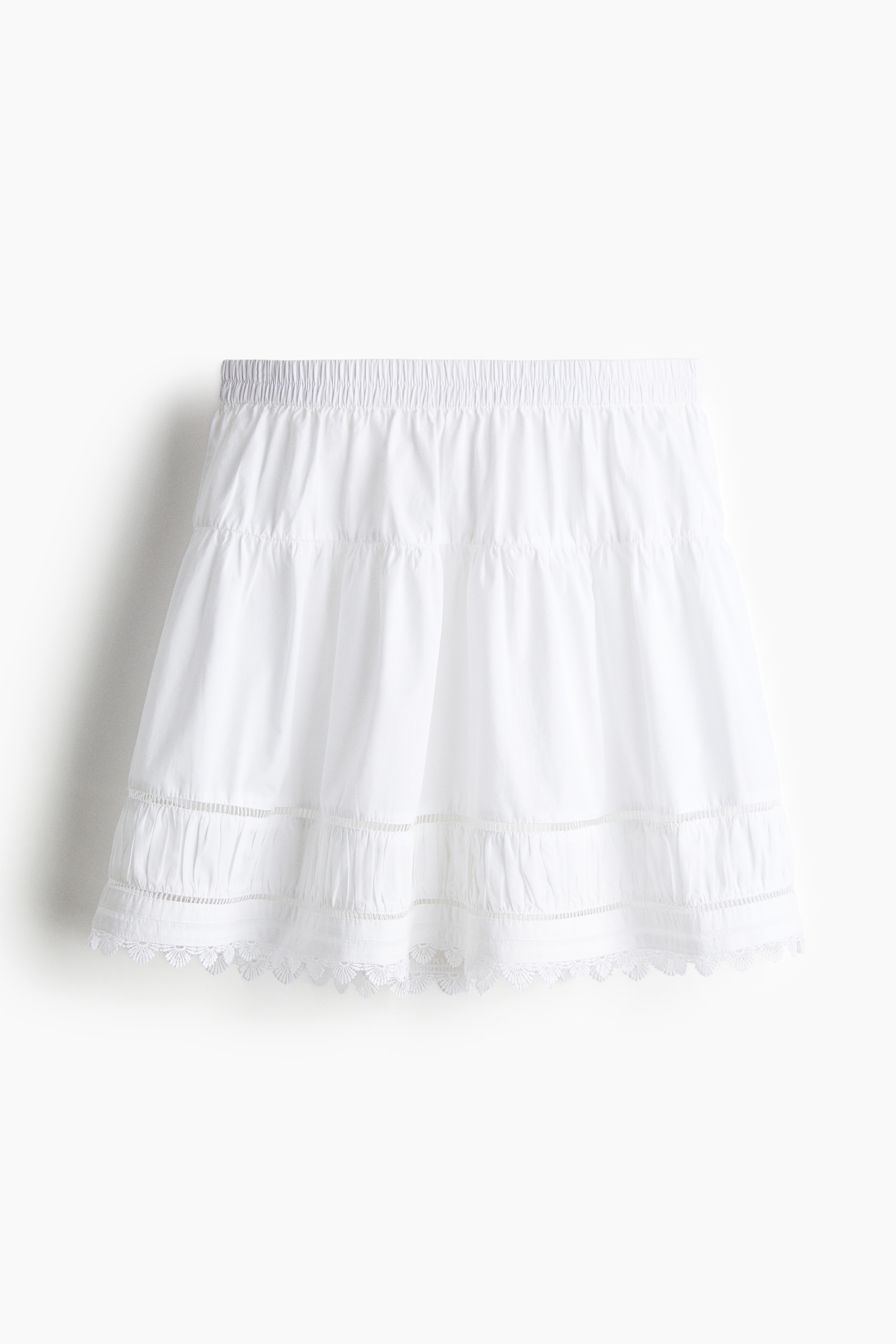 İşlemeli Şeritli Etek - Beyaz/Siyah