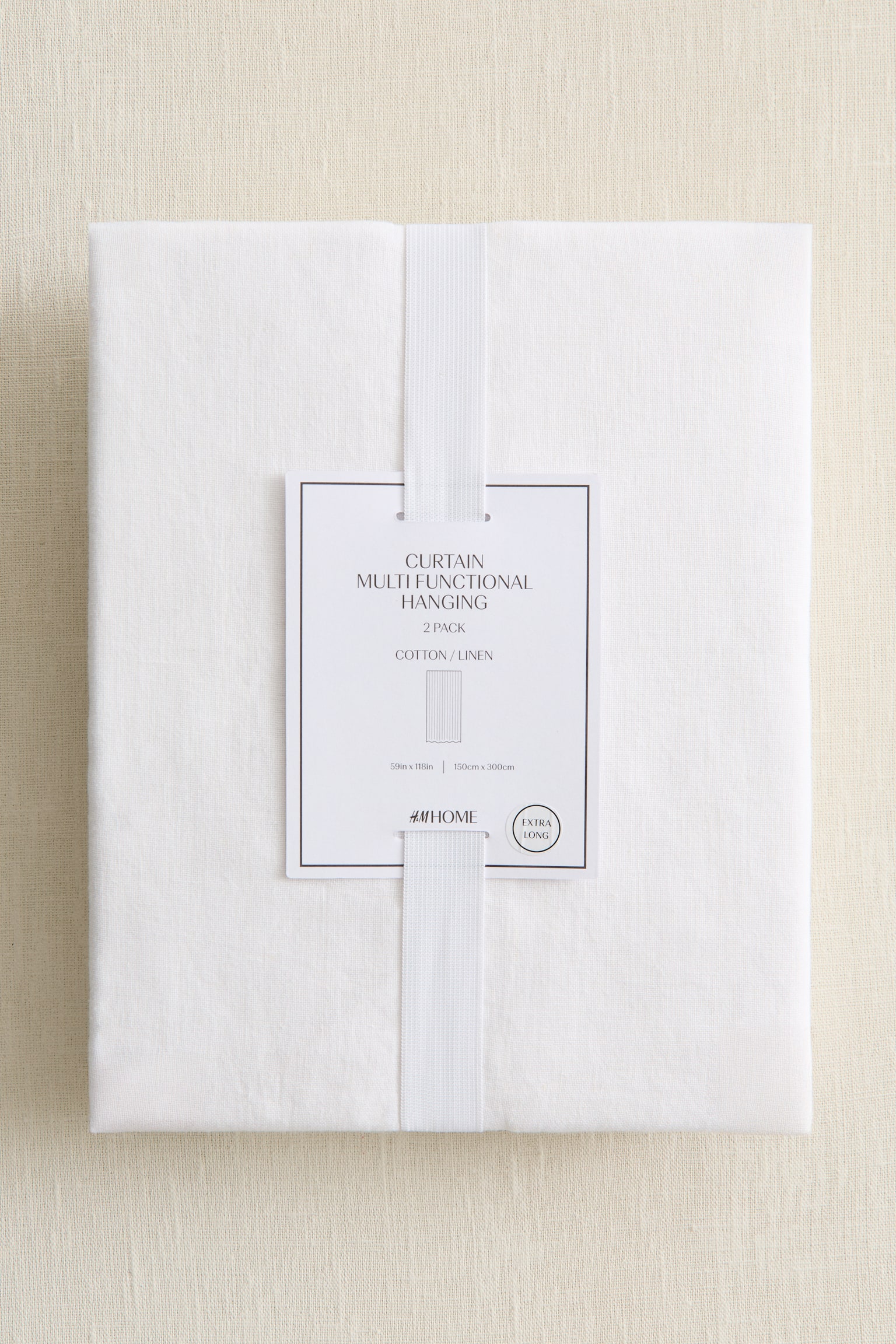 Długa zasłona z domieszką lnu 2-pak - Biały/Beżowy/Beżowy/Jasnoniebieski/Szałwiowa zieleń - 4