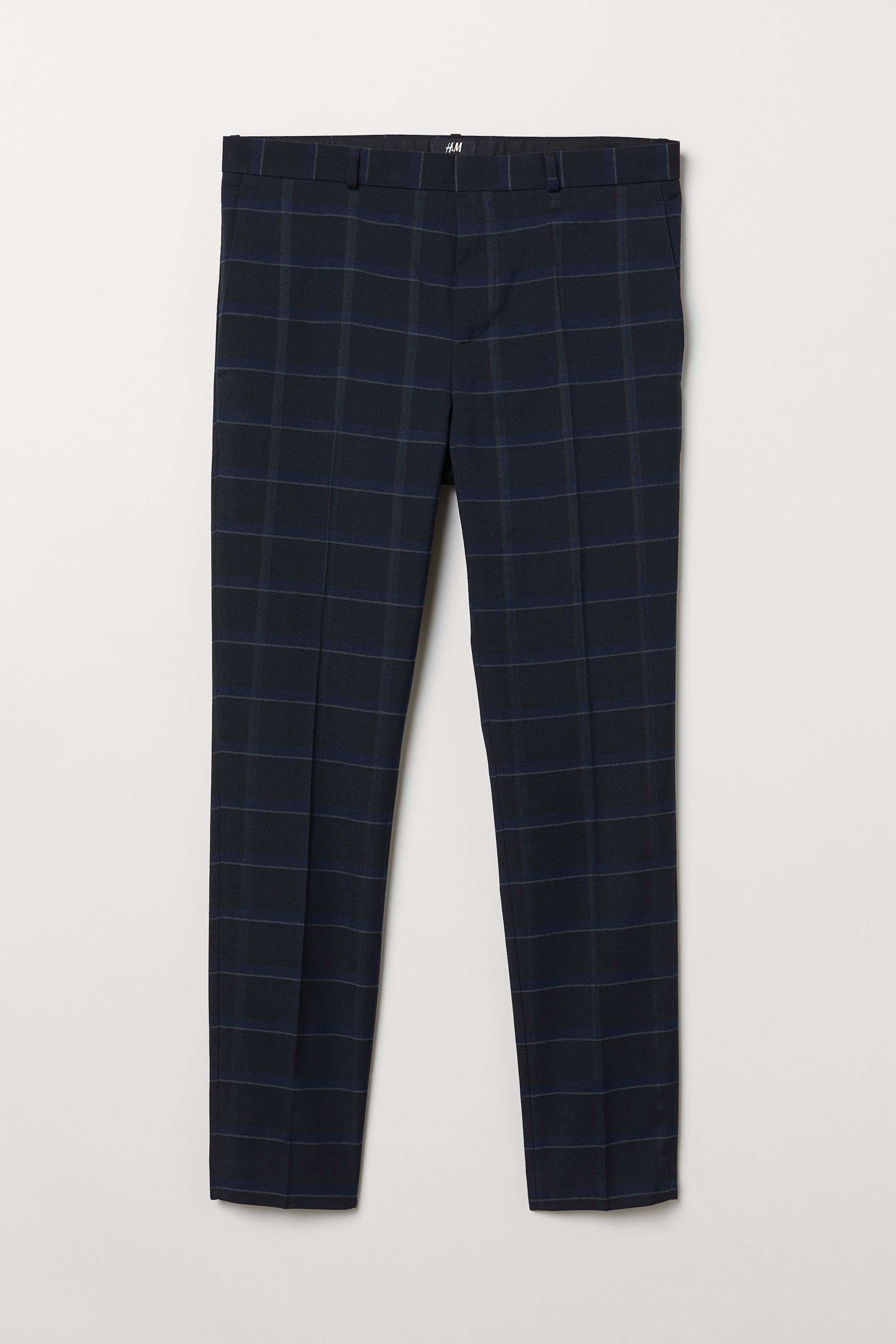 Suit trousers Skinny Fit Blue/Checked Men H&M