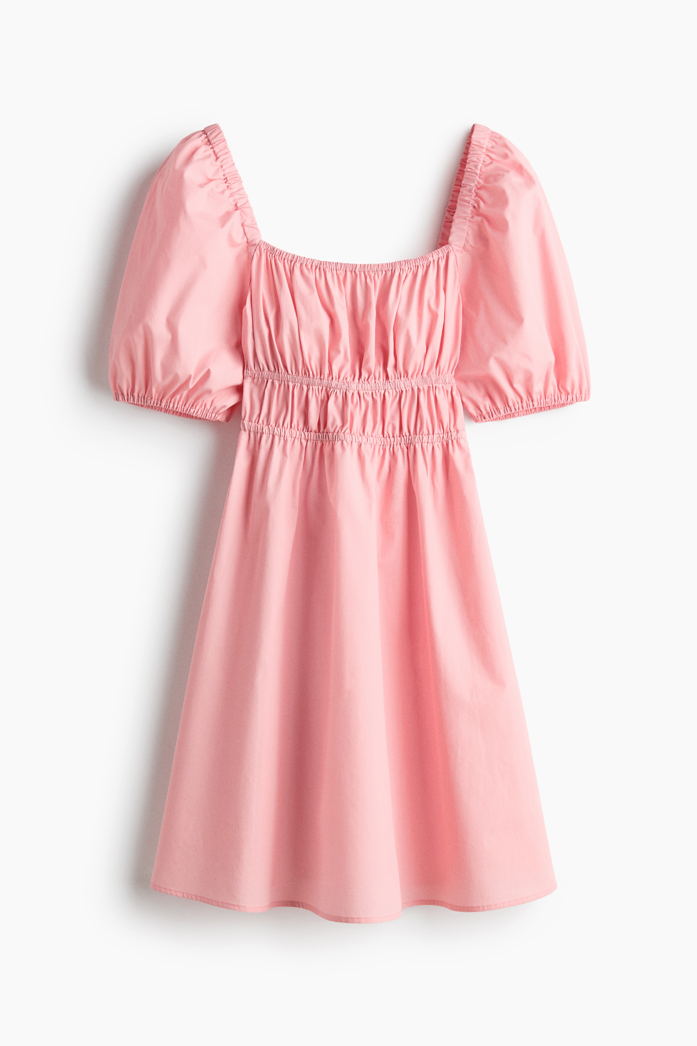 Puff-sleeved poplin dress