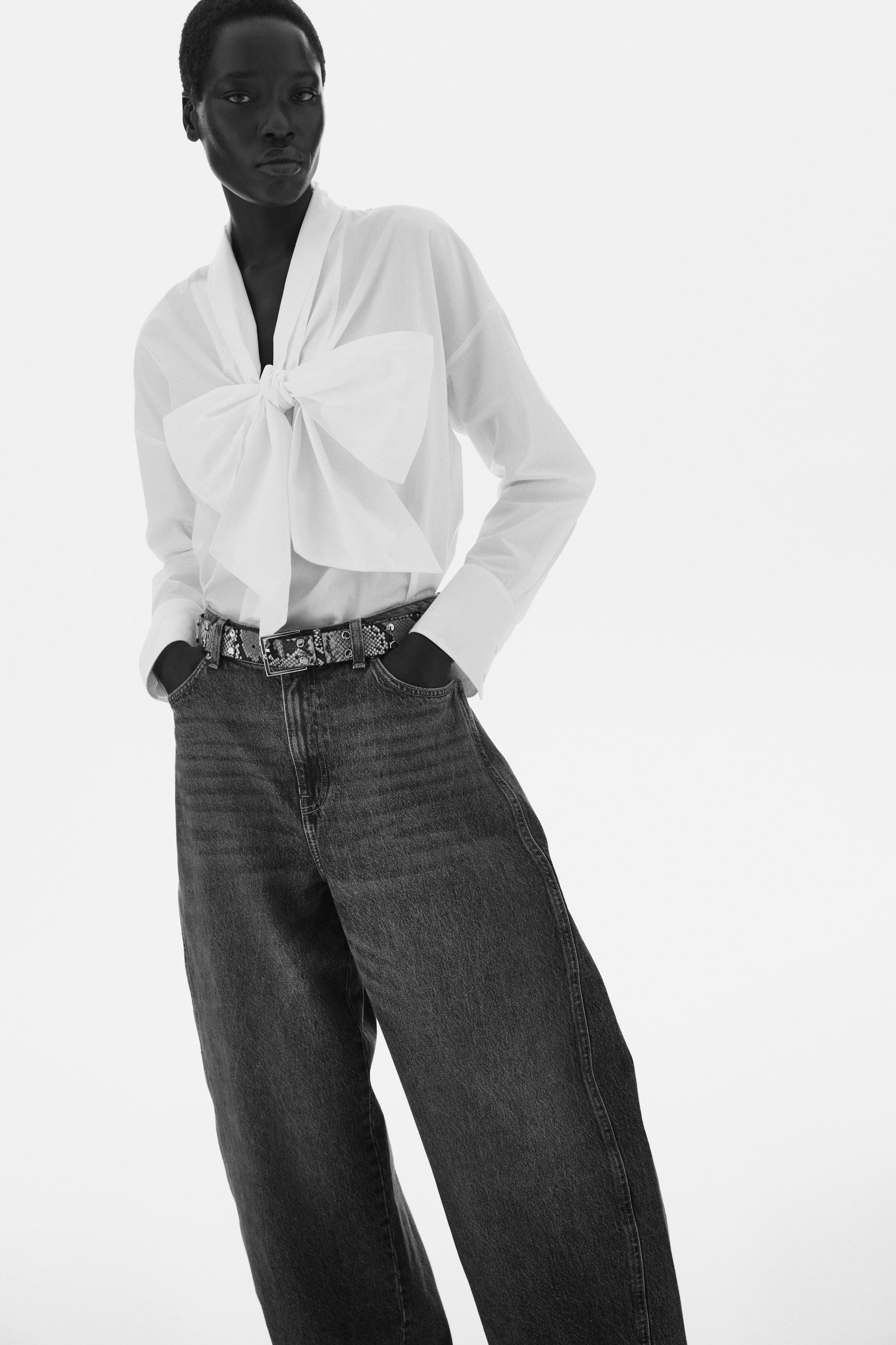 Tie-Front Poplin Shirt