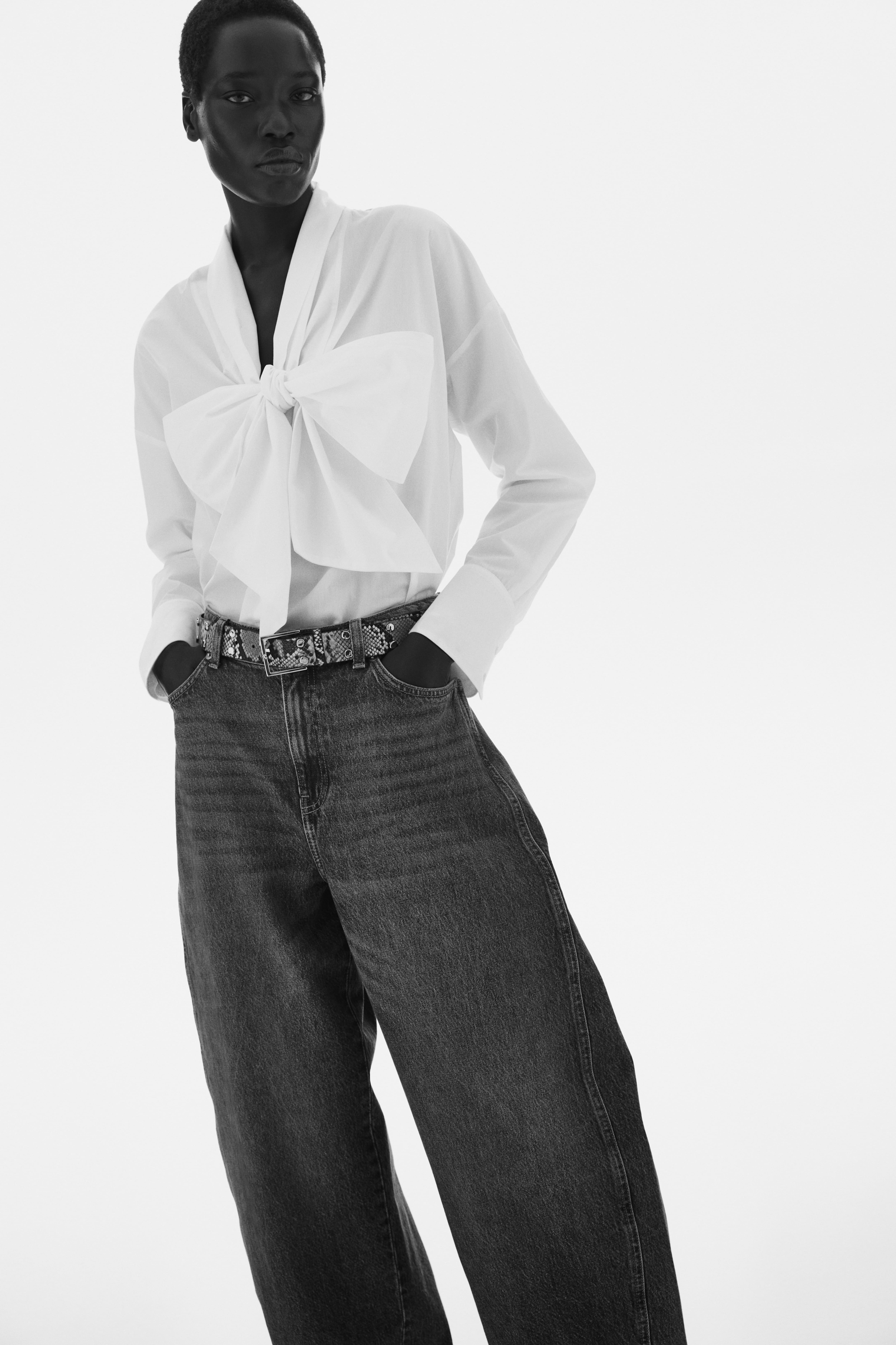 Tie-Front Poplin Shirt