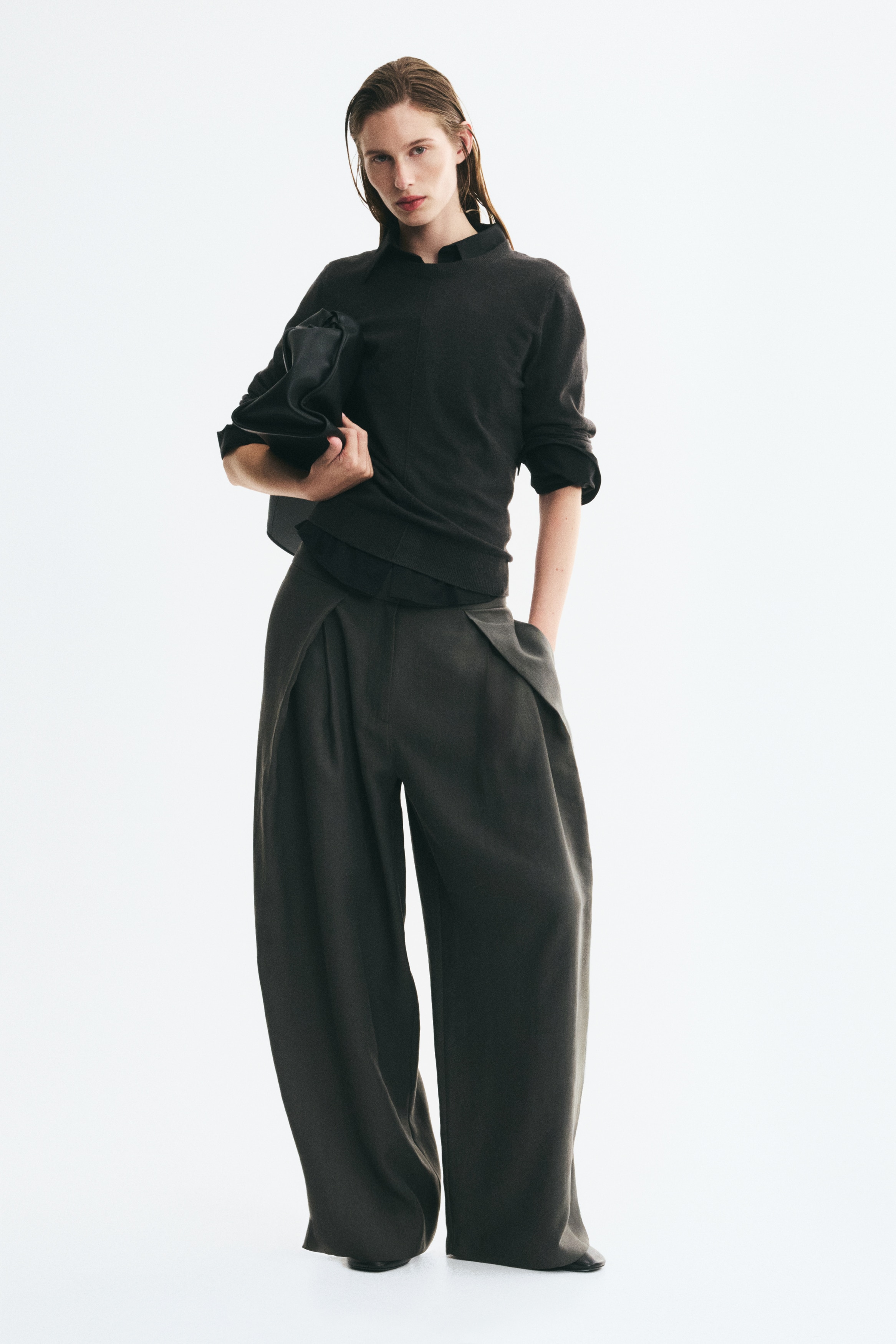 Women's Burgundy Wrap-Detail Barrel Pants | H&M US