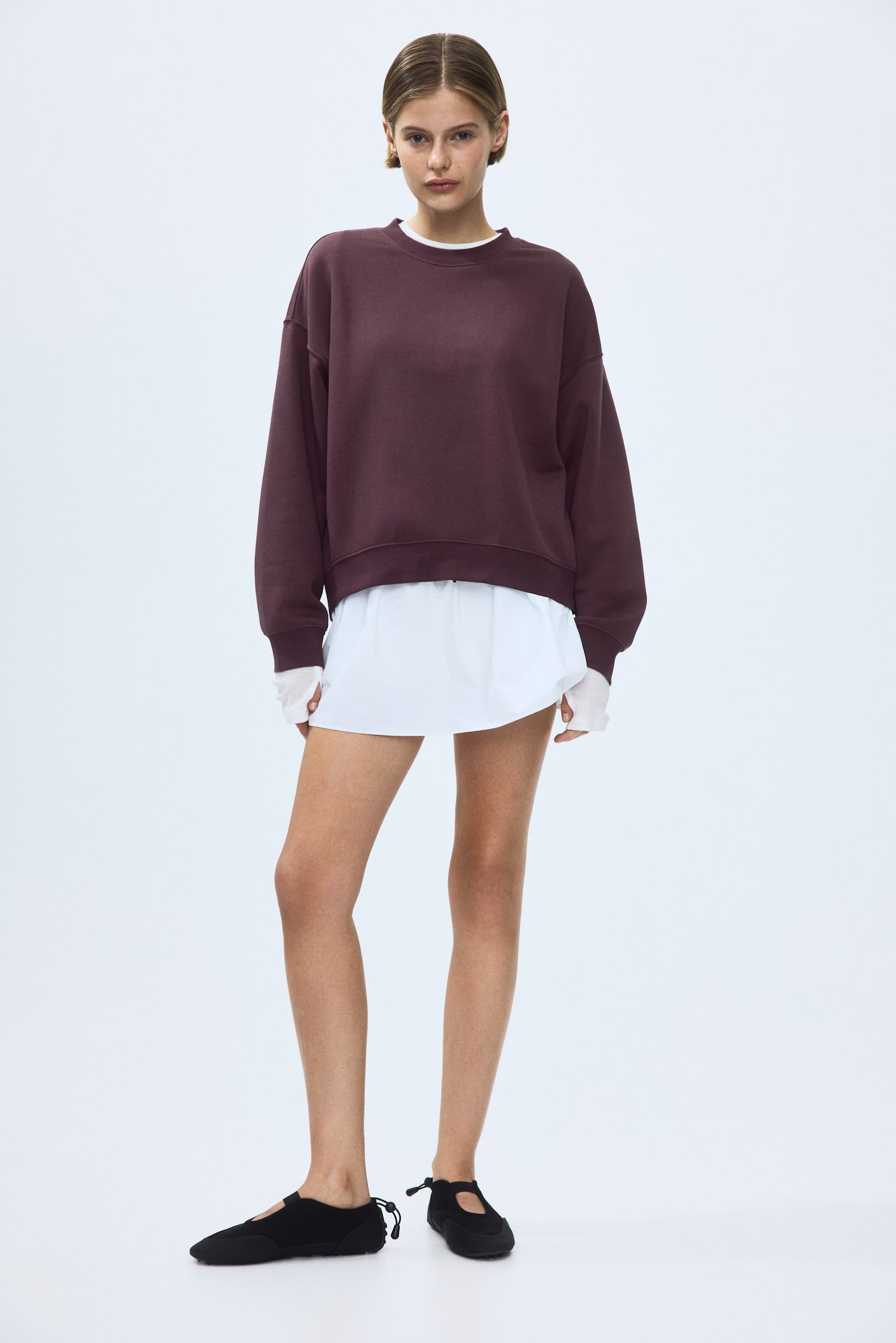 Женская толстовка H&M Sweatshirt with Printed Motif, цвет: Бордовый — фото 4