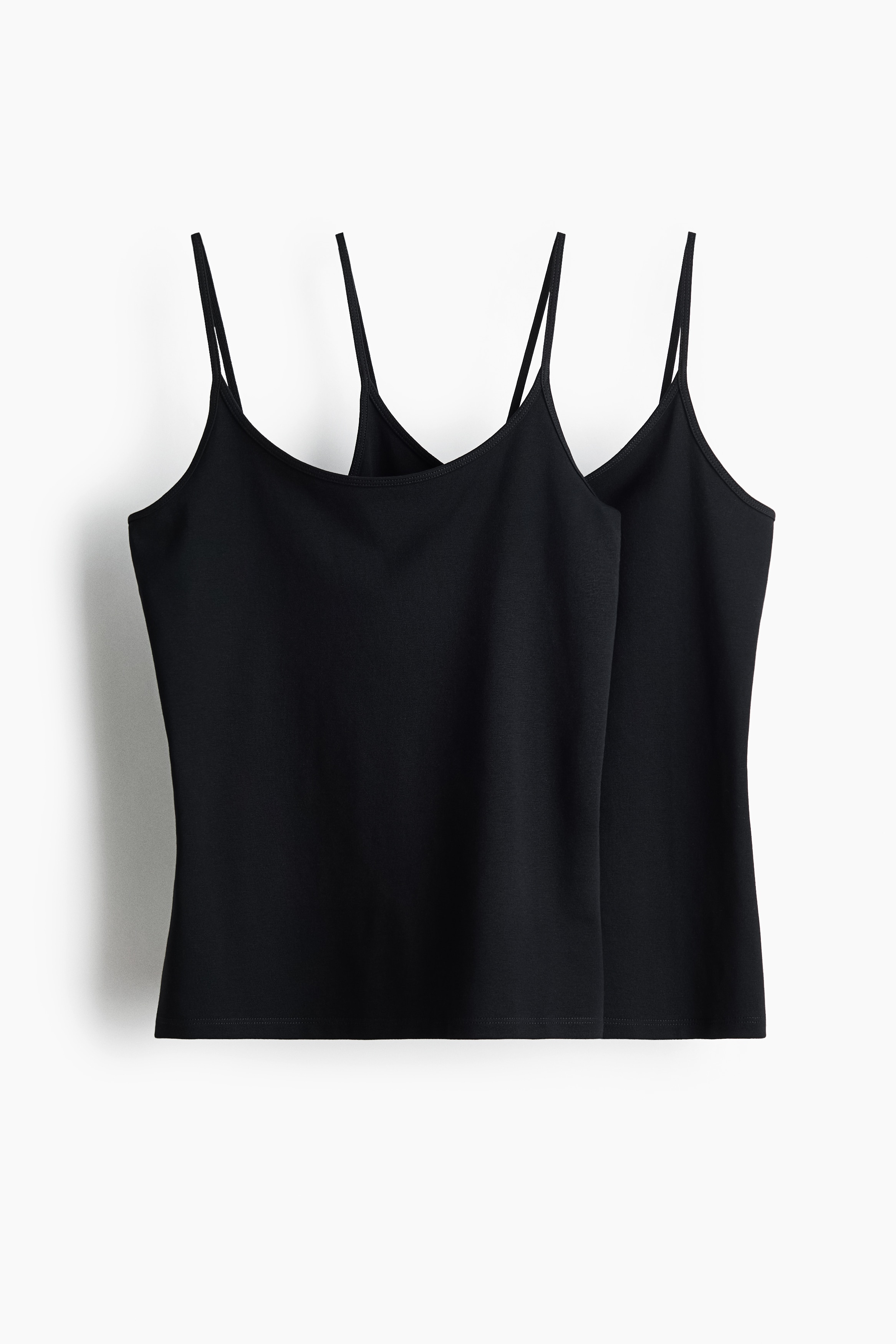 2-pack cotton strappy tops - Black/White