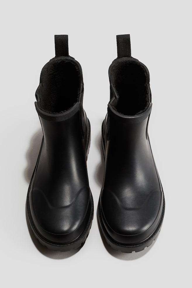 Fleece-Lined Rubber Boots - Black - 2