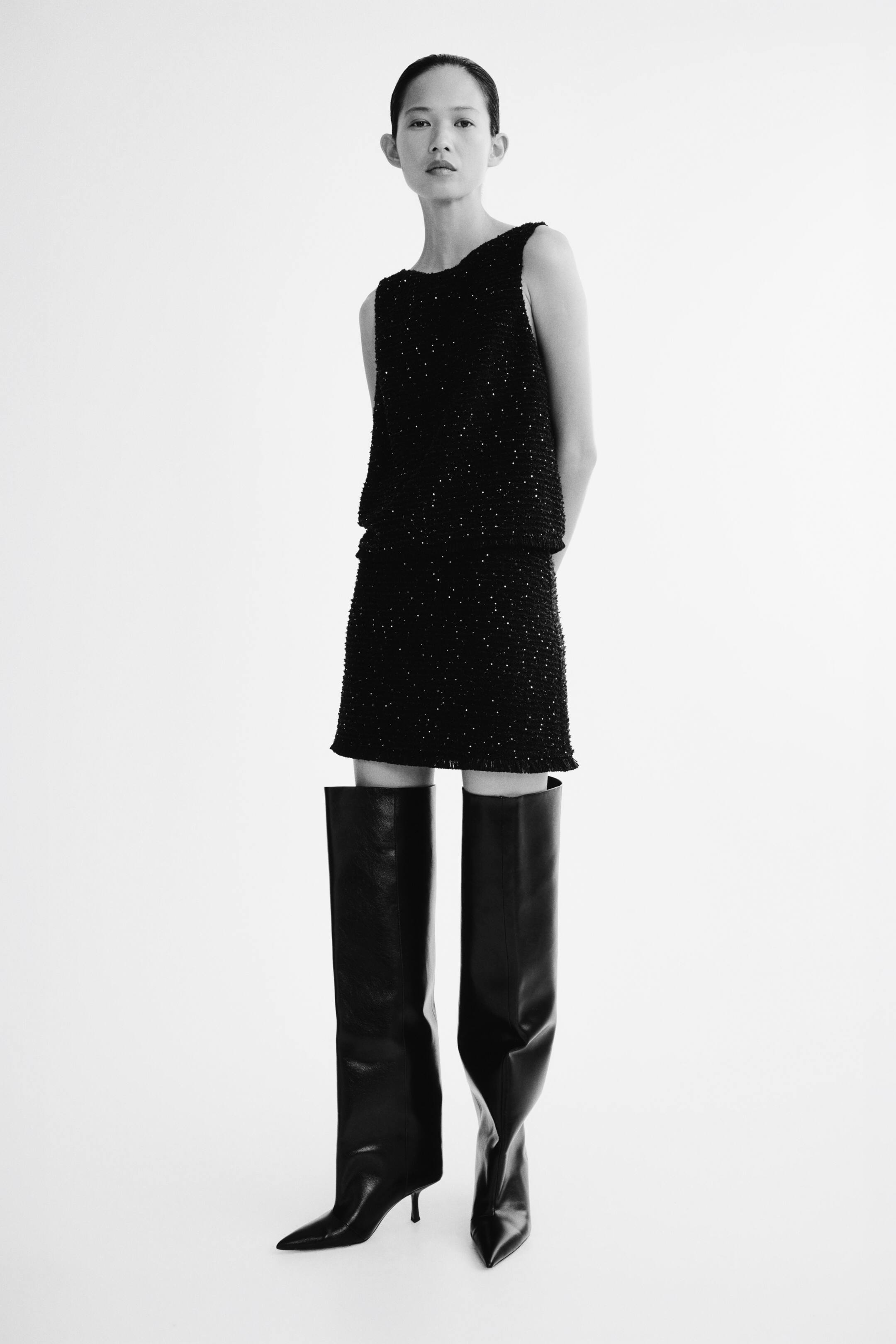 View larger image: Sequined bouclé-knit top - Black - Ladies | H&M 1