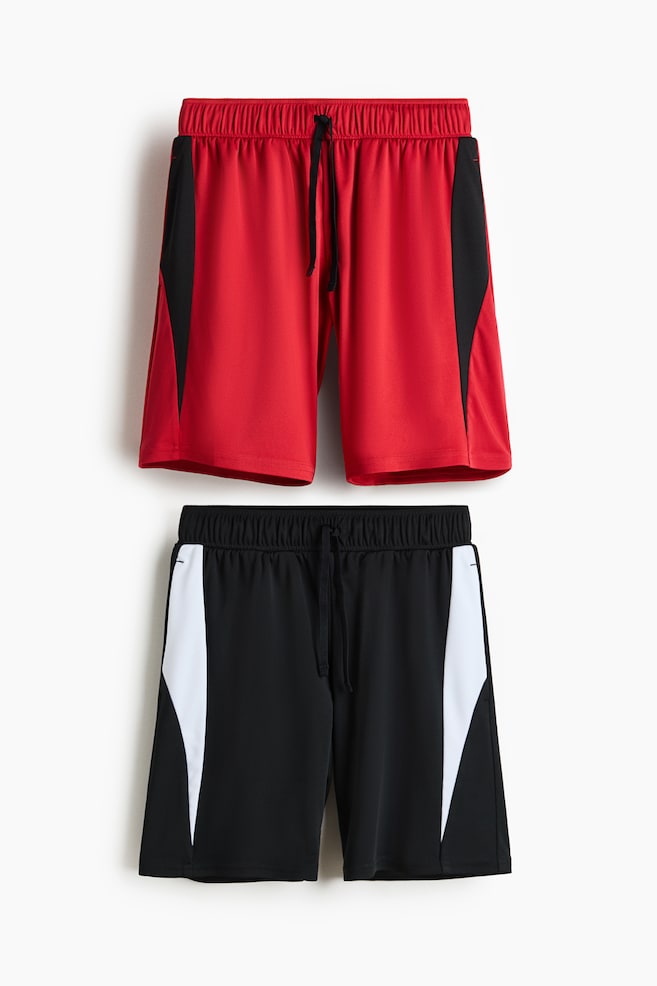 2-pack football shorts with DryMove™ - Red/Black/Navy blue/Colour block - 1