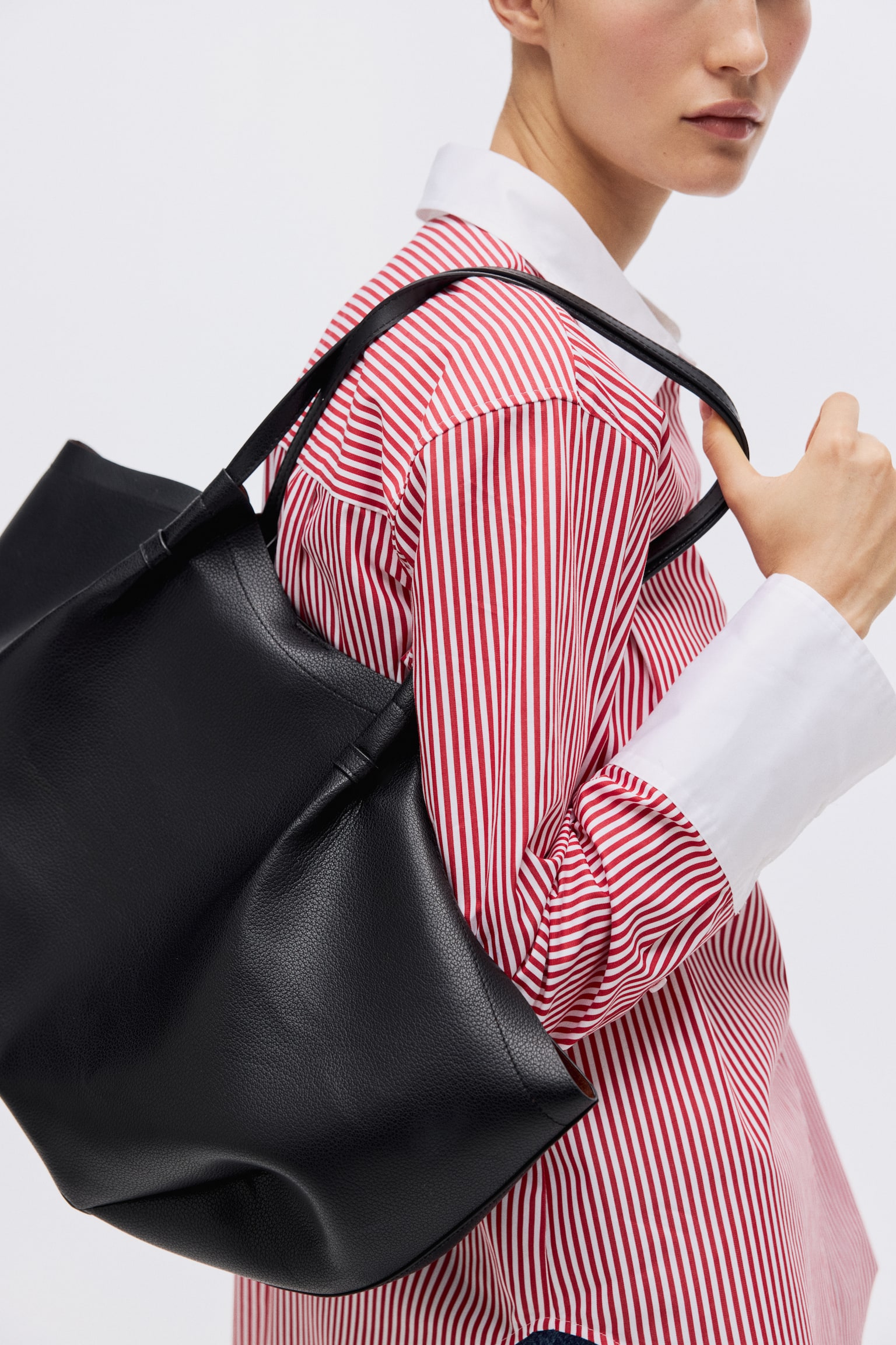 Pamuklu Poplin Gömlek - Kırmızı/Çizgili - 6