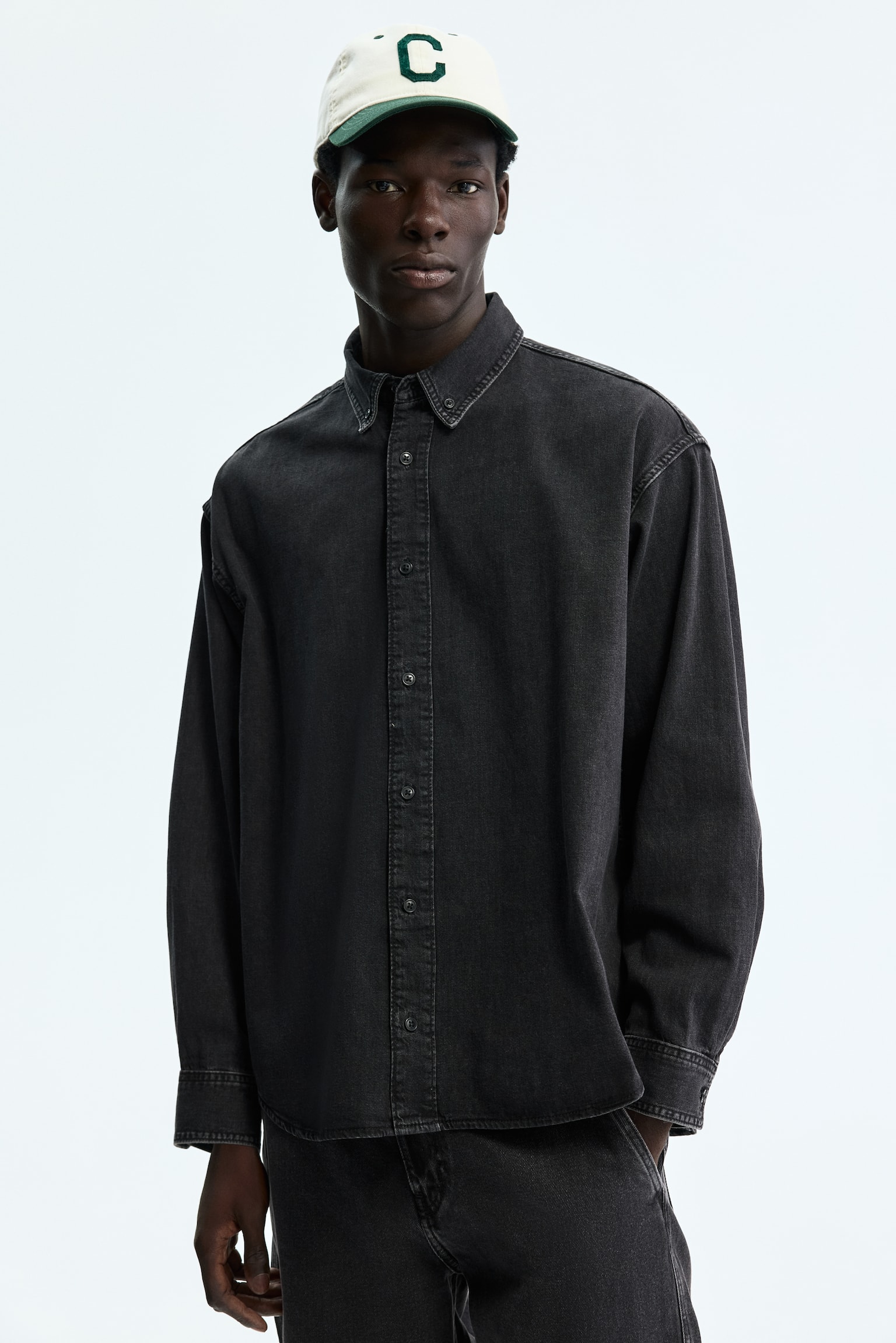 Džínsová košeľa Oversized Fit - Džínsová čierna/Džínsovomodrá - 2