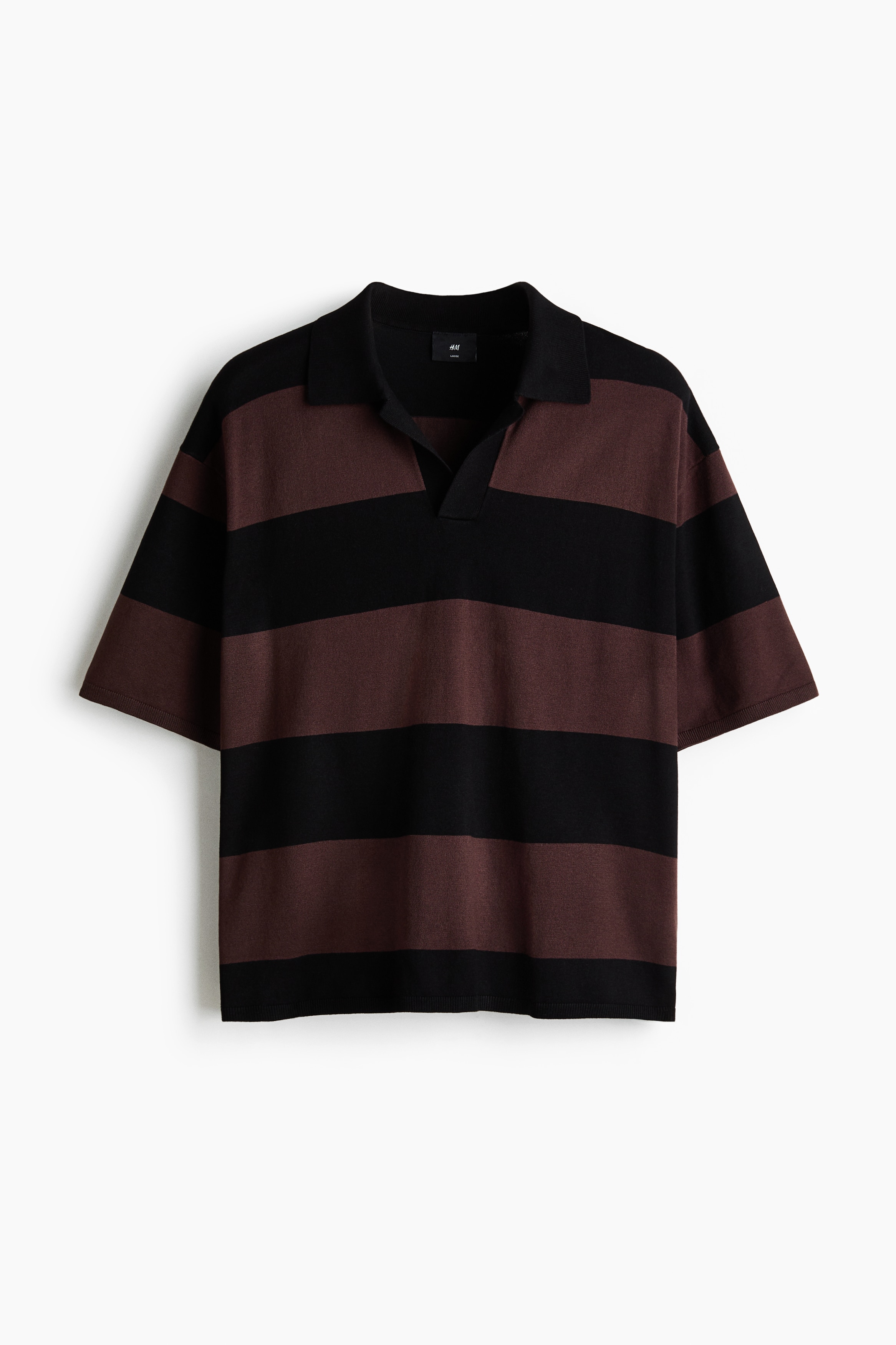 Poloshirt in Loose Fit - Braun/Gestreift/Marineblau/Gestreift