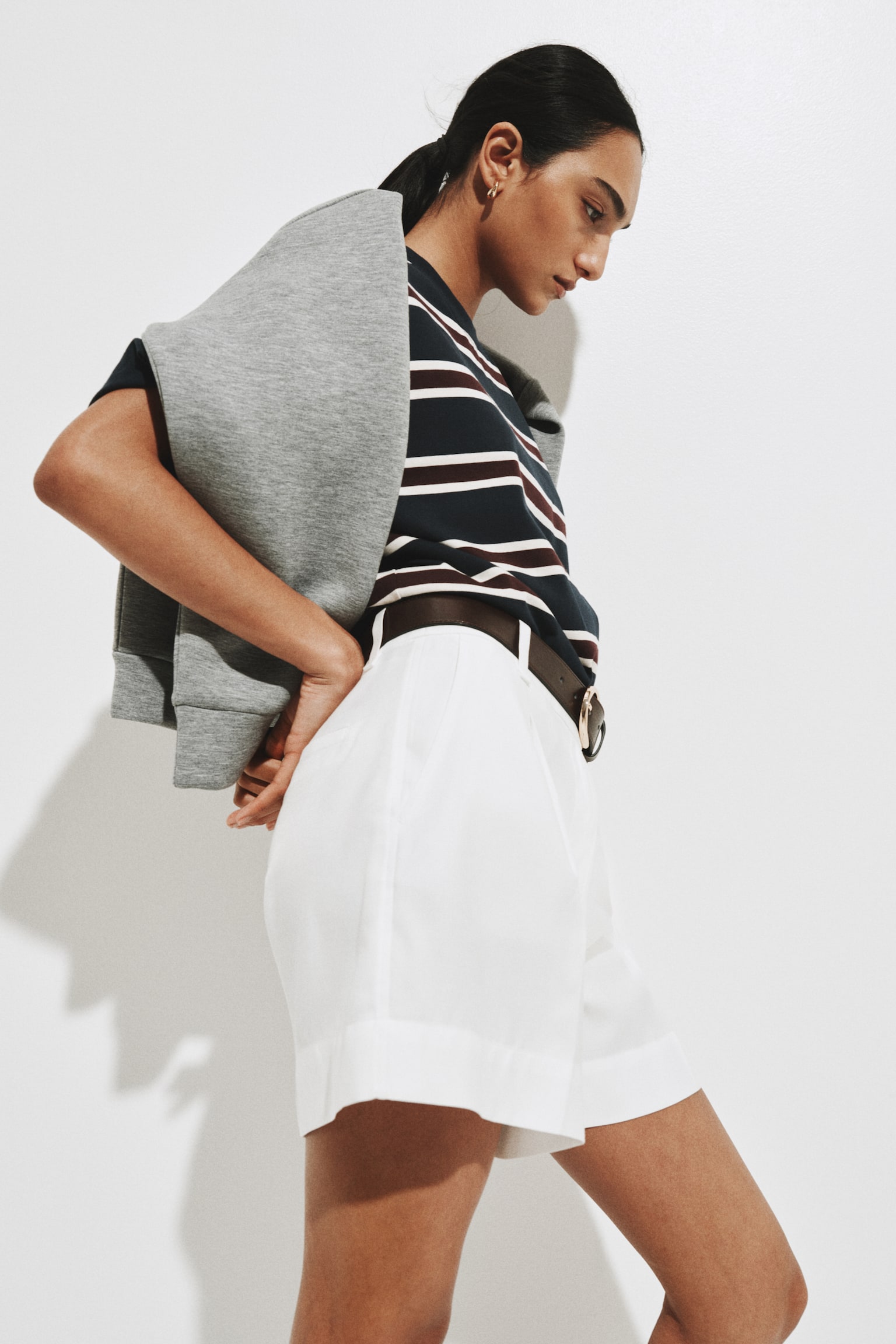 Tailored shorts - White/Black/Beige - 3