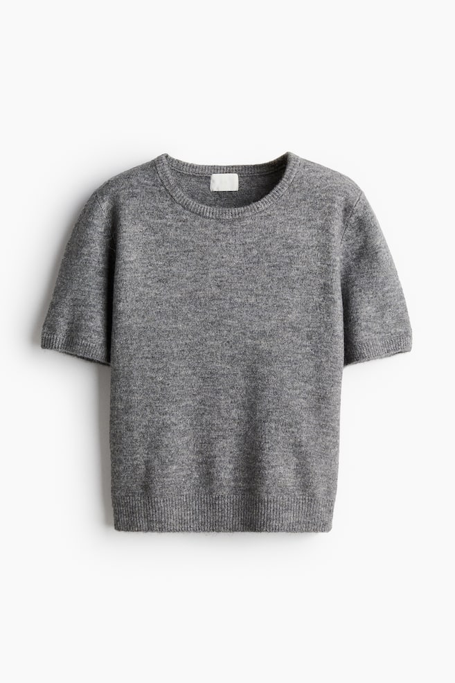 Fine-knit jumper - Grey marl/Powder pink/Cream/Light yellow - 1