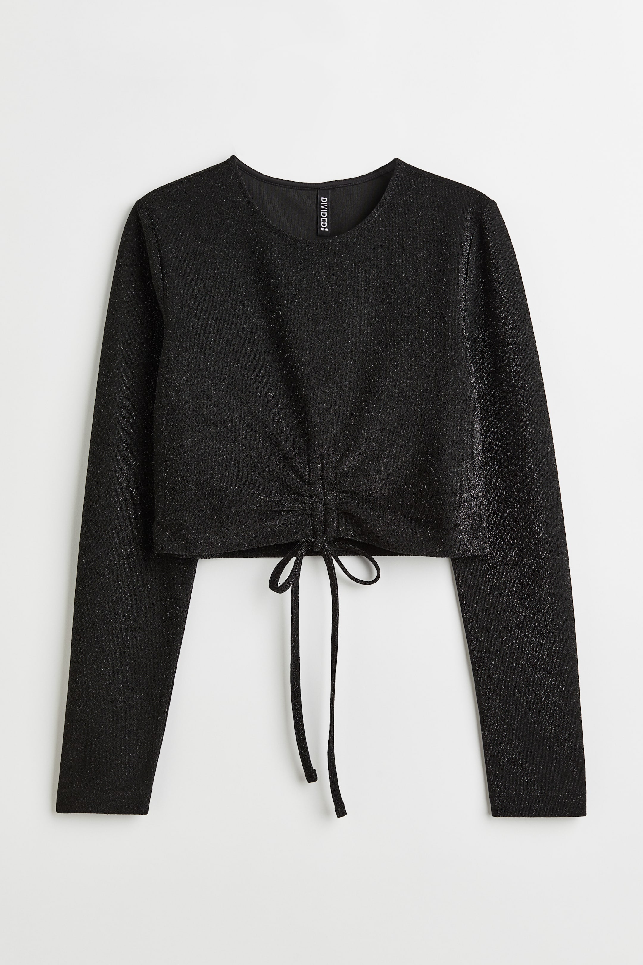 View larger image: Drawstring-detail jersey top - Black - Ladies | H&M IN 1
