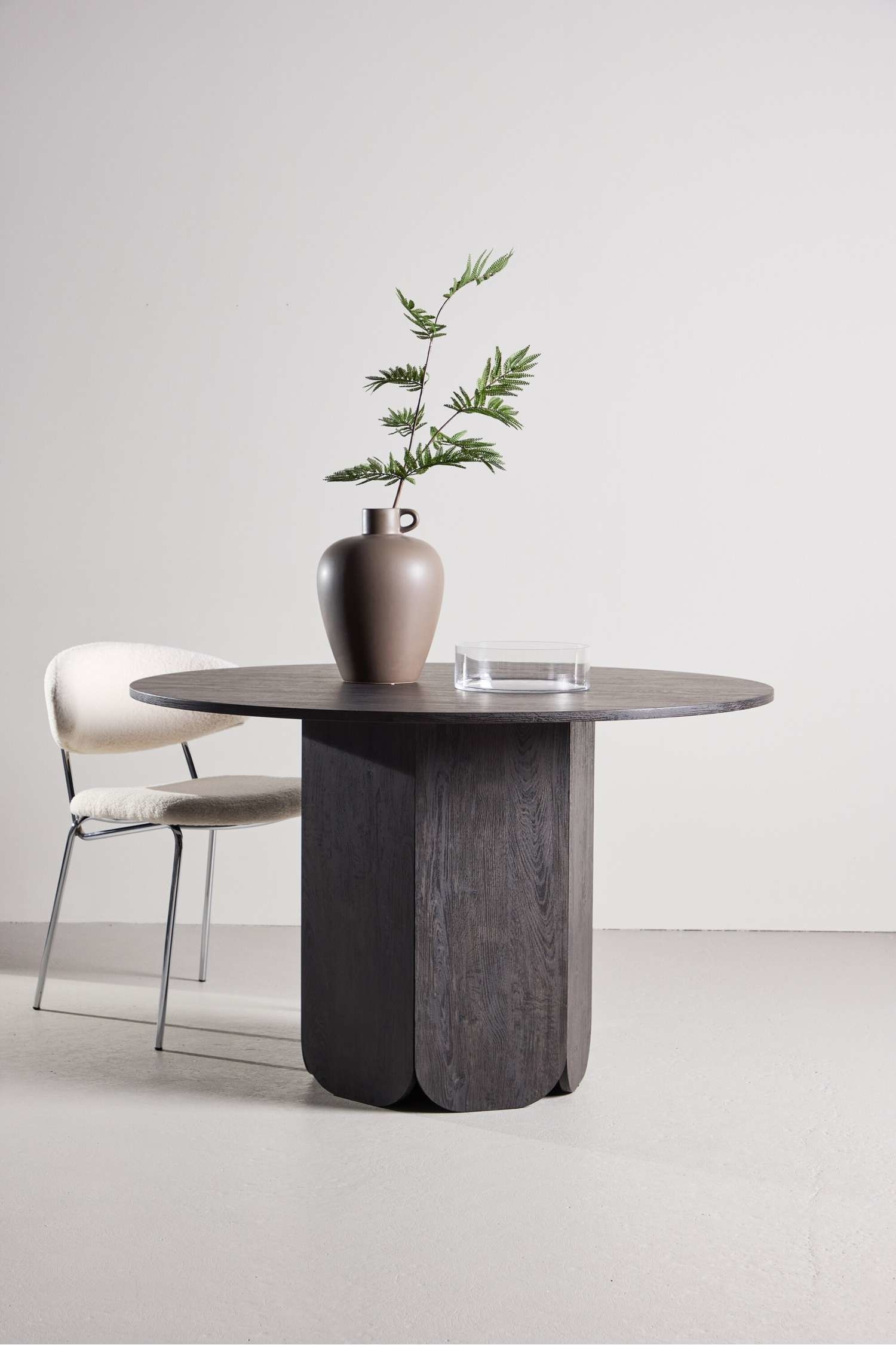 Table À Manger Ronde Tekla - Mdf, Noir/Mdf, Gris Clair