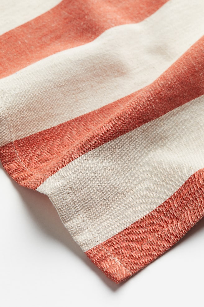 Striped linen-blend tea towel - Dark orange/Striped/Yellow-beige/Striped/Black/Beige/Yellow/Striped/dc - 2